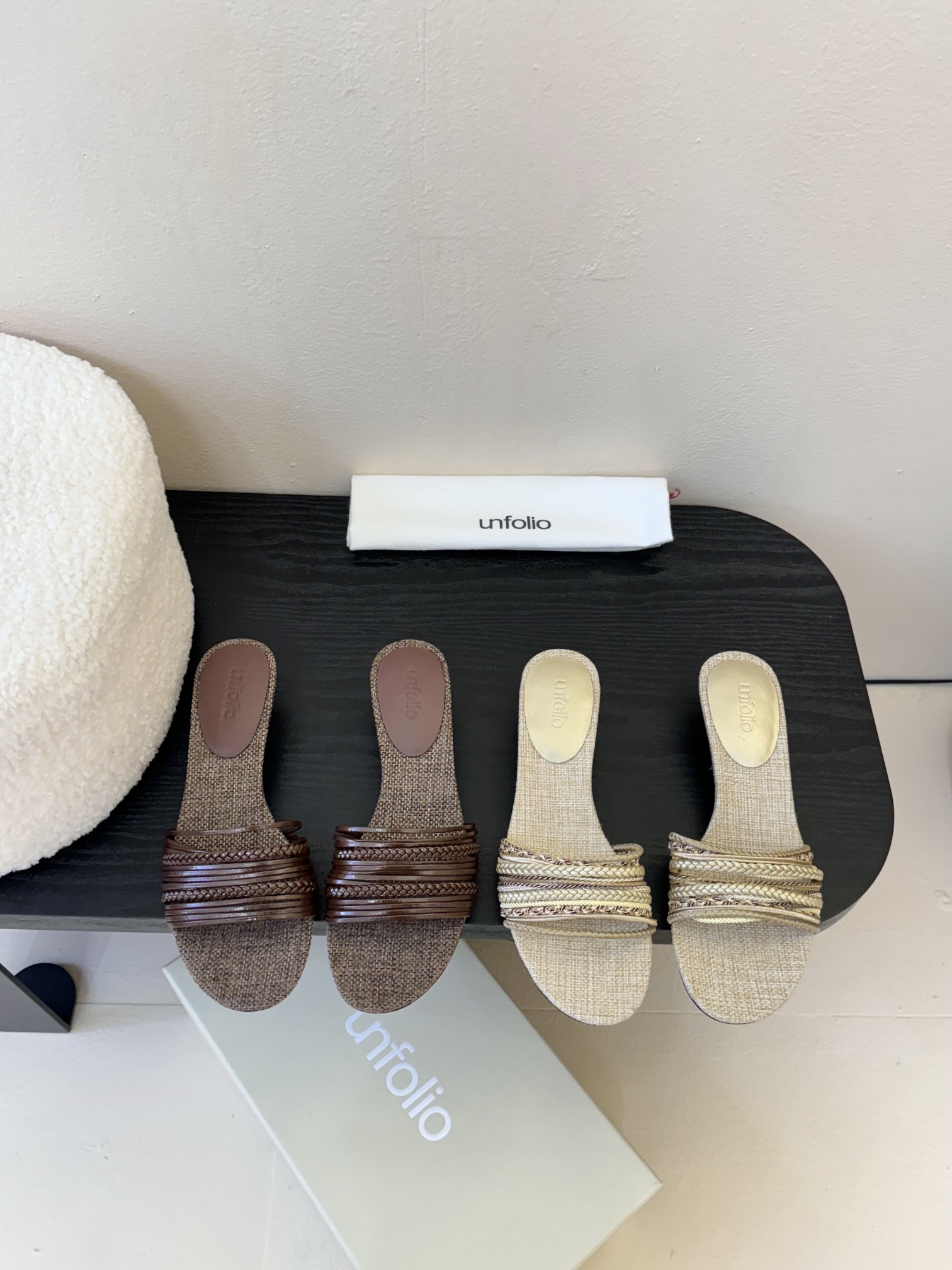 Unfolio Women's Summer Slides with Woven Straps - Stylish & Comfortable