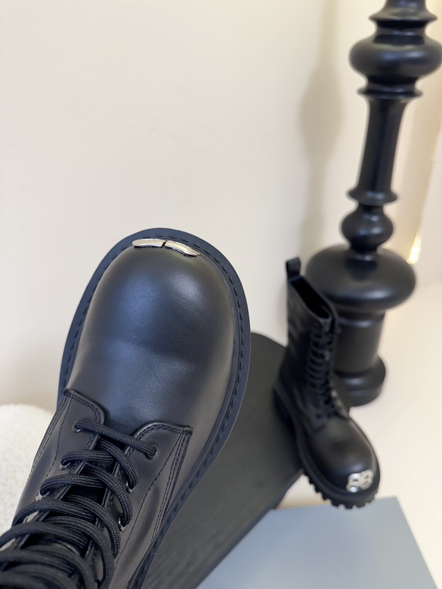 Balenciaga Hummer Lace-Up Booties, Black Leather, Chunky Lug Sole, Women's Size 7 i1755165422885 1817 0 5