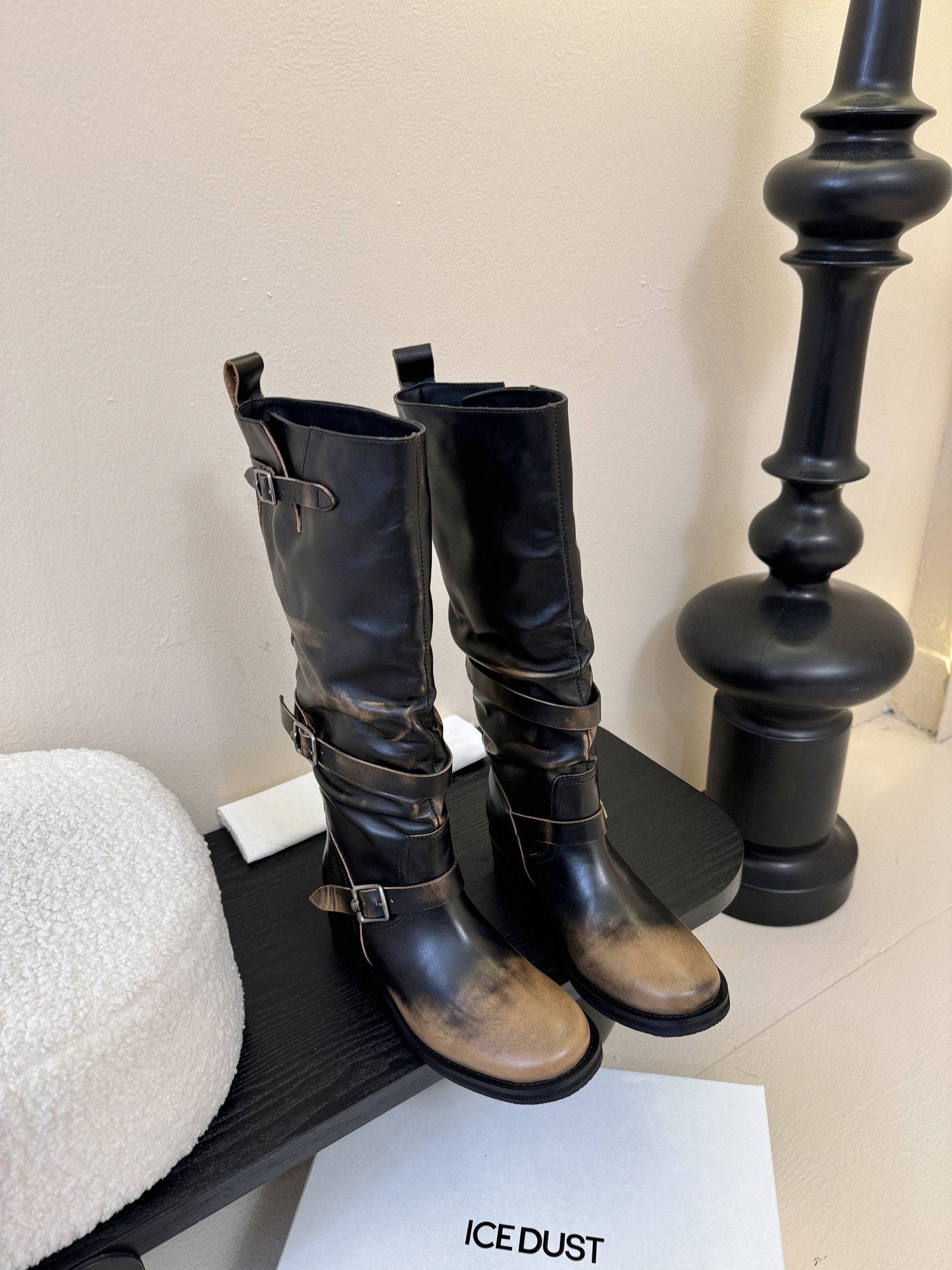 ICEDUST Women's Stacked Heel Boots - Vintage Style, Comfortable & Chic