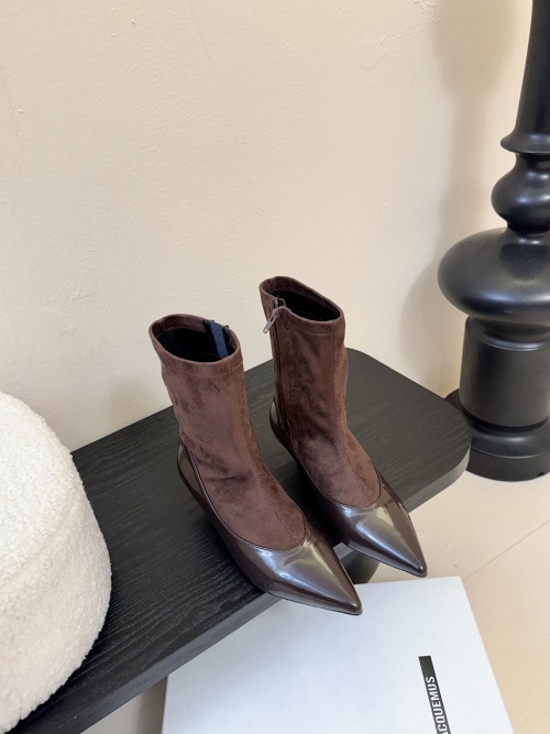 Jacquemus Women's Ankle Boots Pointed Toe Stiletto Heel Genuine Leather Brown 3 Jacquemus Women's Ankle Boots Pointed Toe Stiletto Heel Genuine Leather Brown