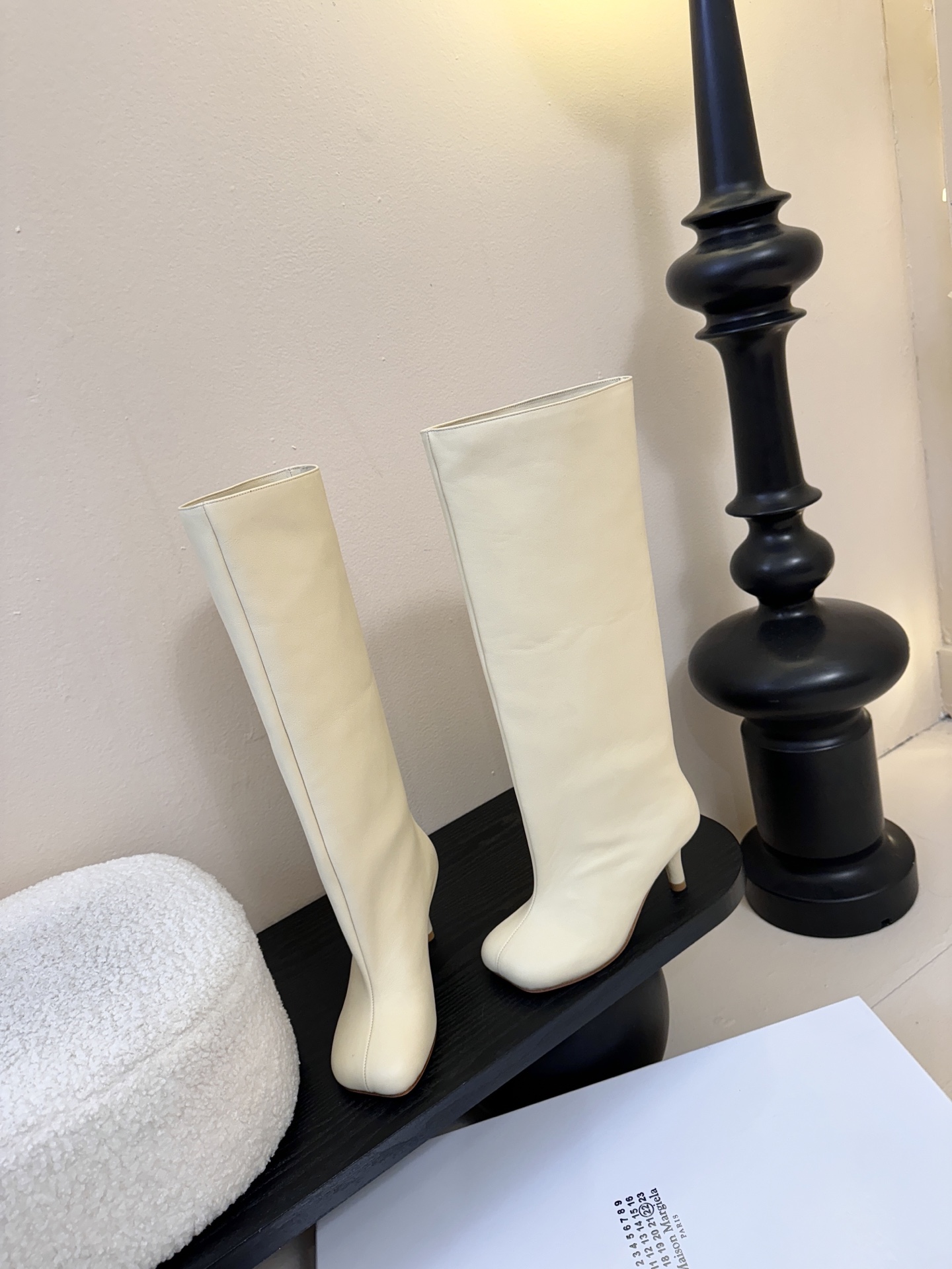 Margiela 玛吉拉真皮宽筒直筒长靴不过膝 2025秋冬新细高跟高筒靴MM6家tabi分趾鞋靴202