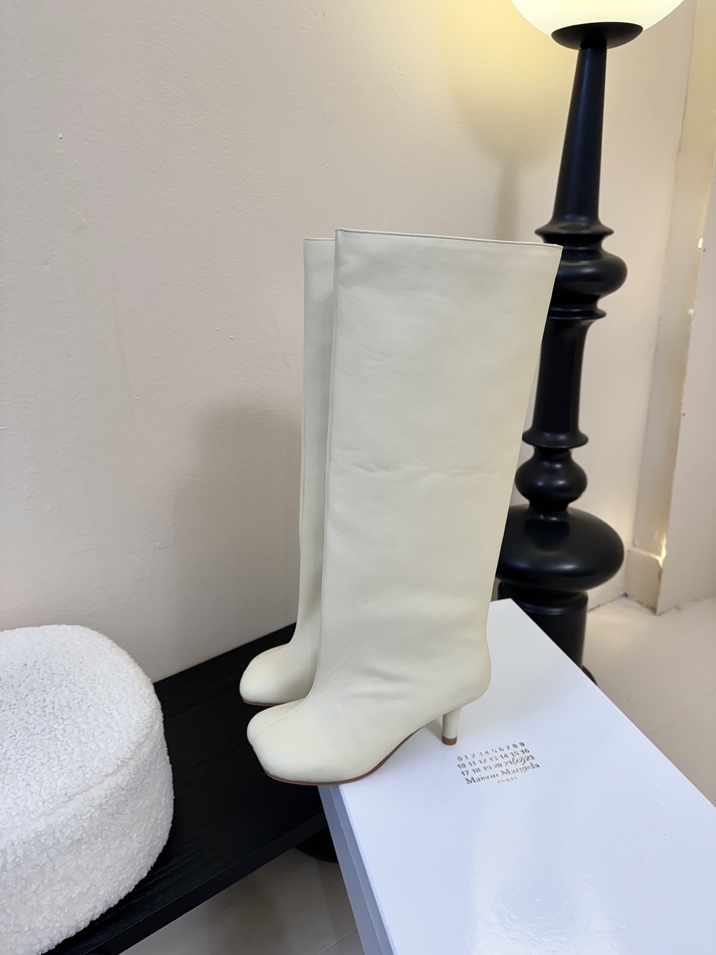 Margiela 玛吉拉真皮宽筒直筒长靴不过膝 2025秋冬新细高跟高筒靴MM6家tabi分趾鞋靴202