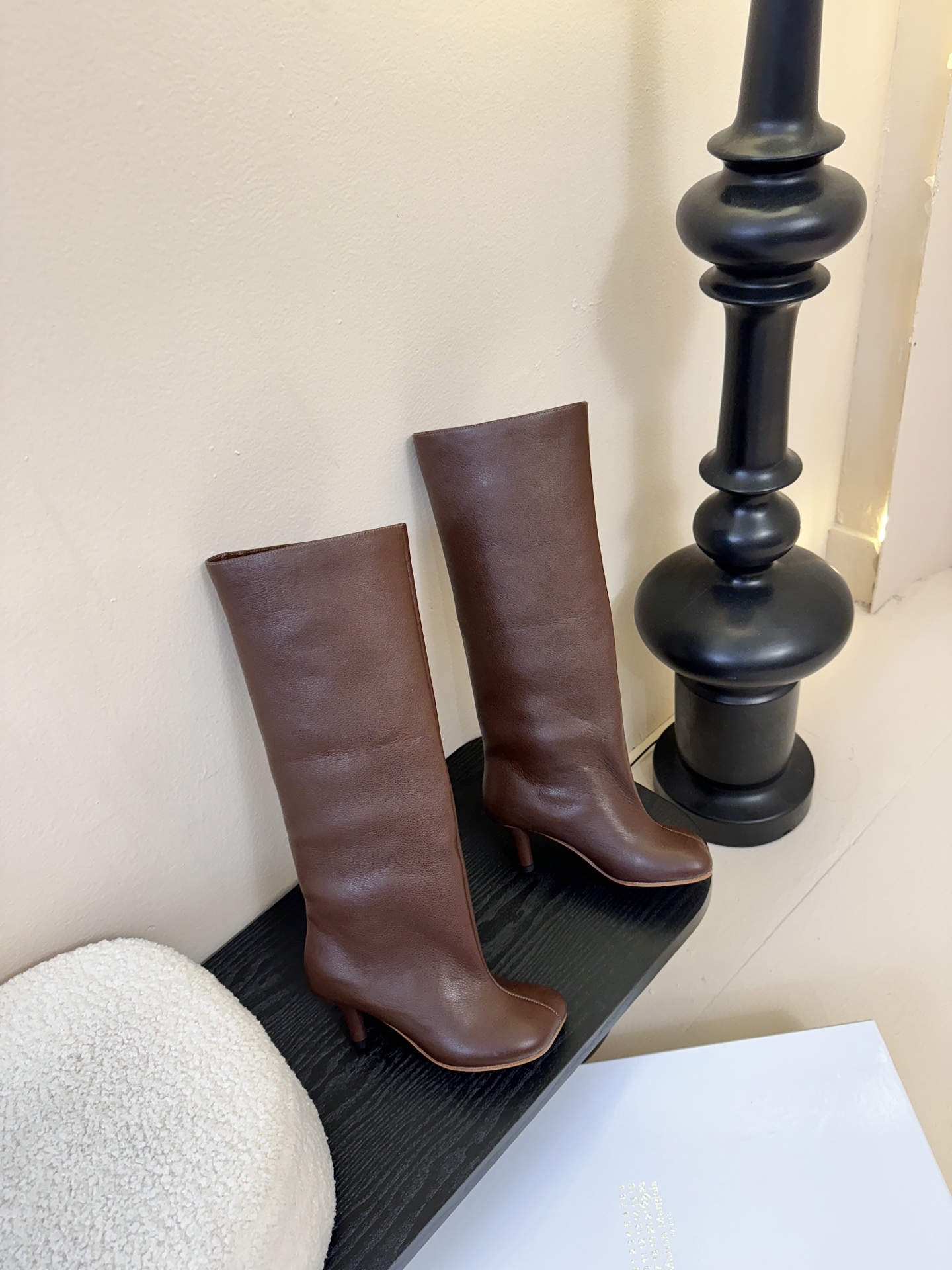 Margiela 玛吉拉真皮宽筒直筒长靴不过膝 2025秋冬新细高跟高筒靴MM6家tabi分趾鞋靴202