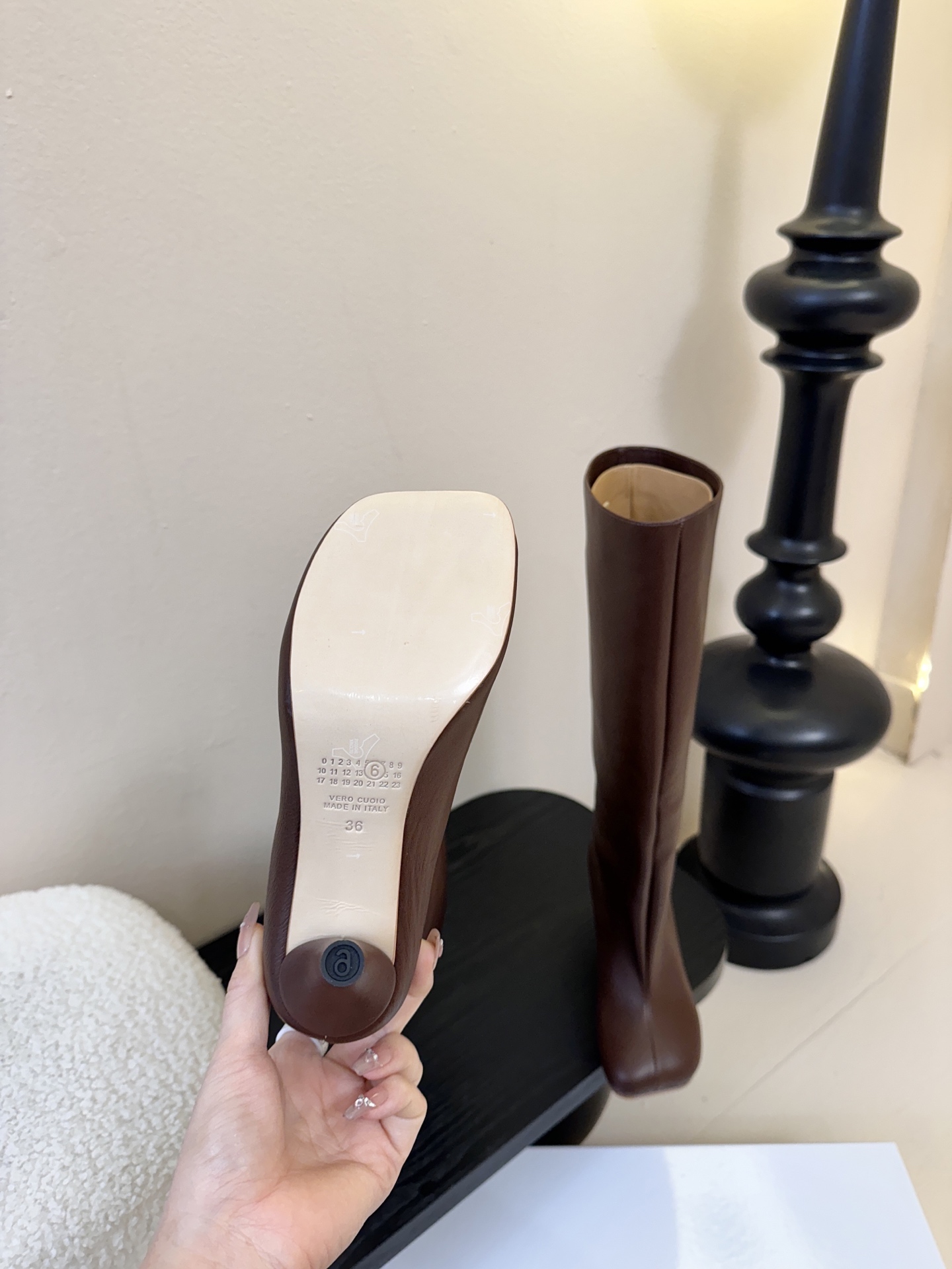 Margiela 玛吉拉真皮宽筒直筒长靴不过膝 2025秋冬新细高跟高筒靴MM6家tabi分趾鞋靴202