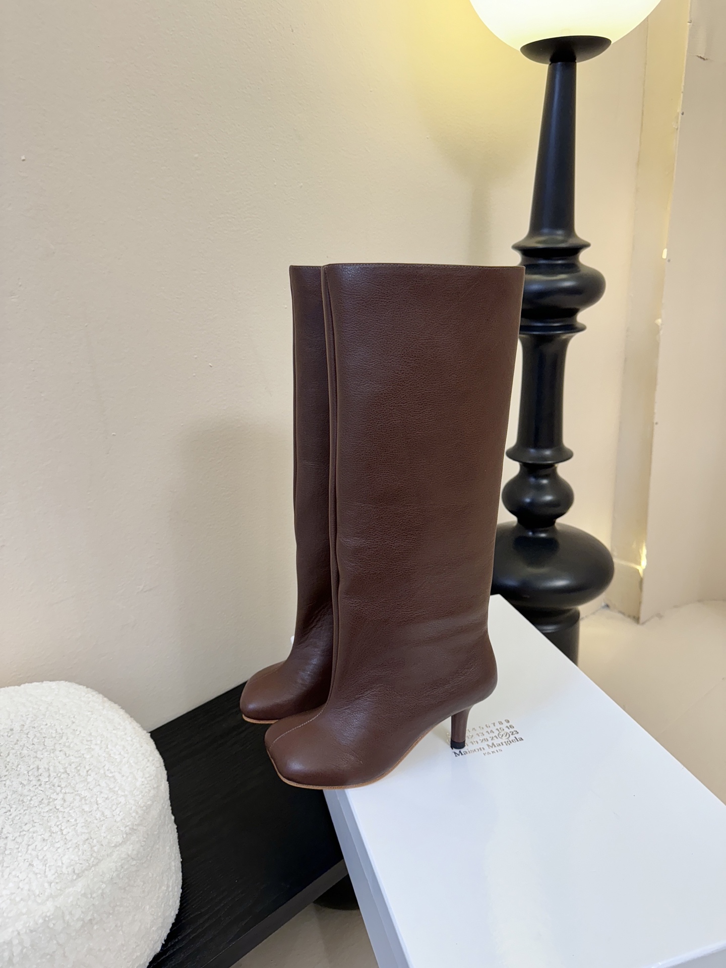 Margiela 玛吉拉真皮宽筒直筒长靴不过膝 2025秋冬新细高跟高筒靴MM6家tabi分趾鞋靴202