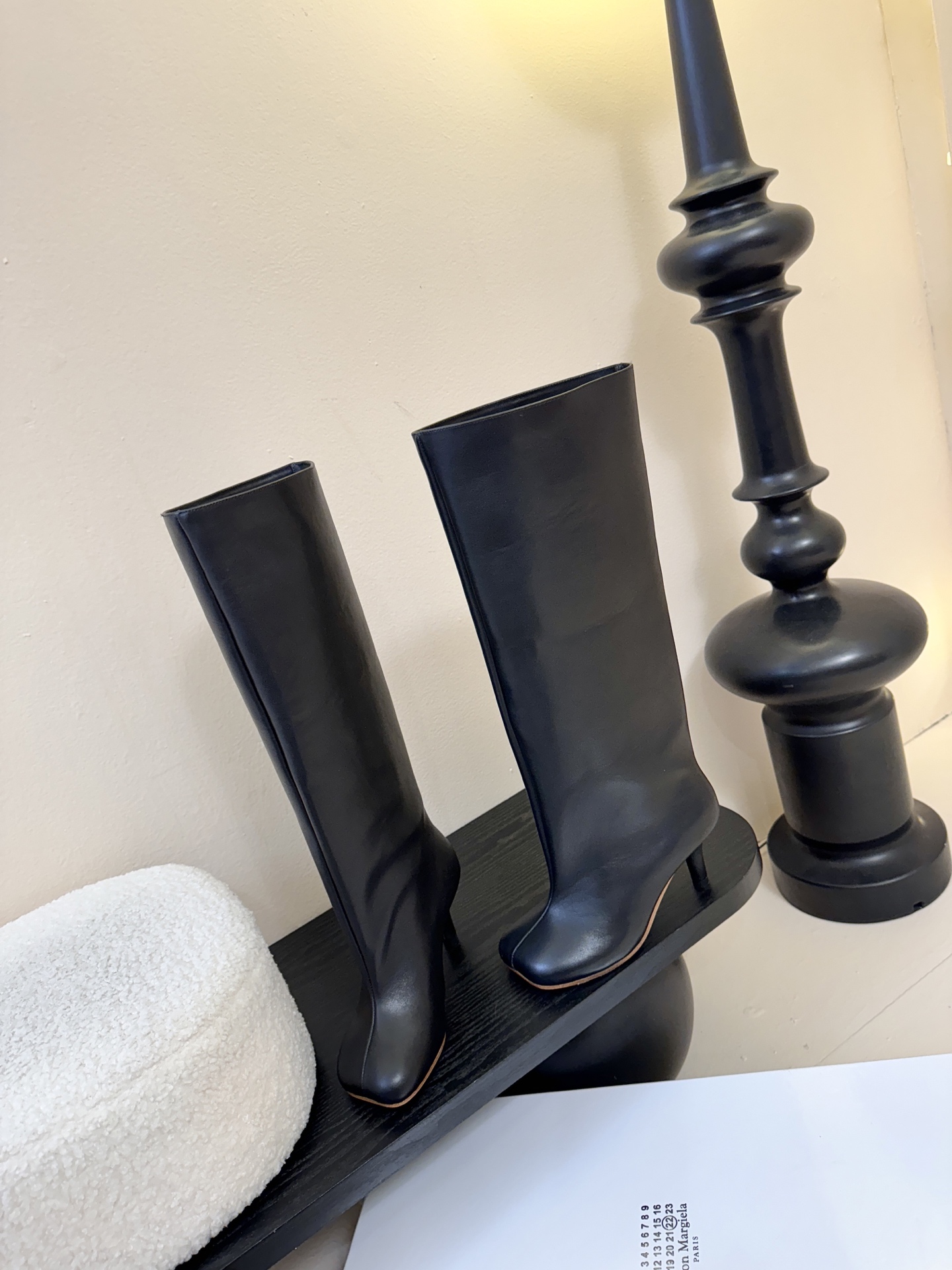 Margiela 玛吉拉真皮宽筒直筒长靴不过膝 2025秋冬新细高跟高筒靴MM6家tabi分趾鞋靴202