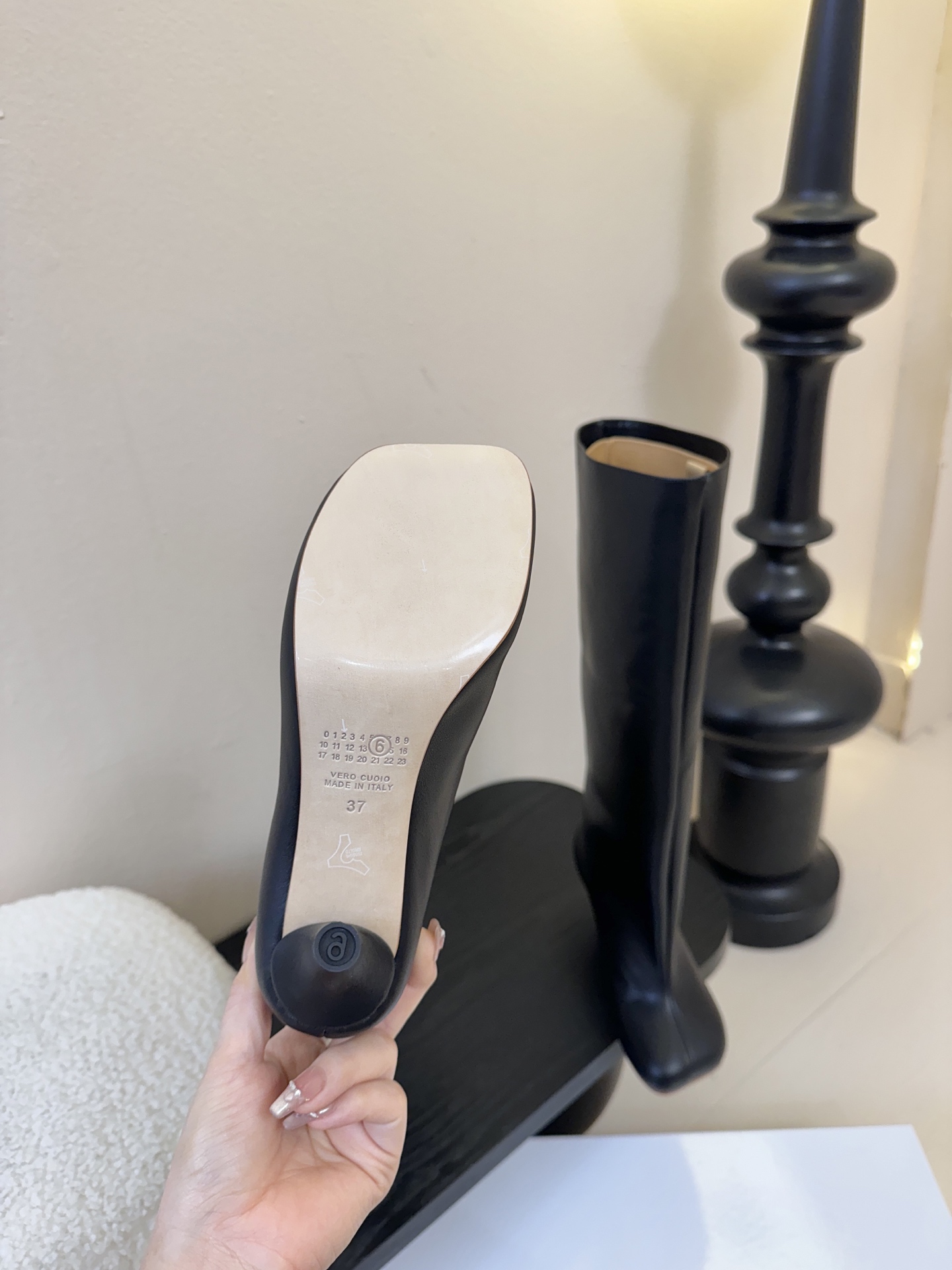 Margiela 玛吉拉真皮宽筒直筒长靴不过膝 2025秋冬新细高跟高筒靴MM6家tabi分趾鞋靴202