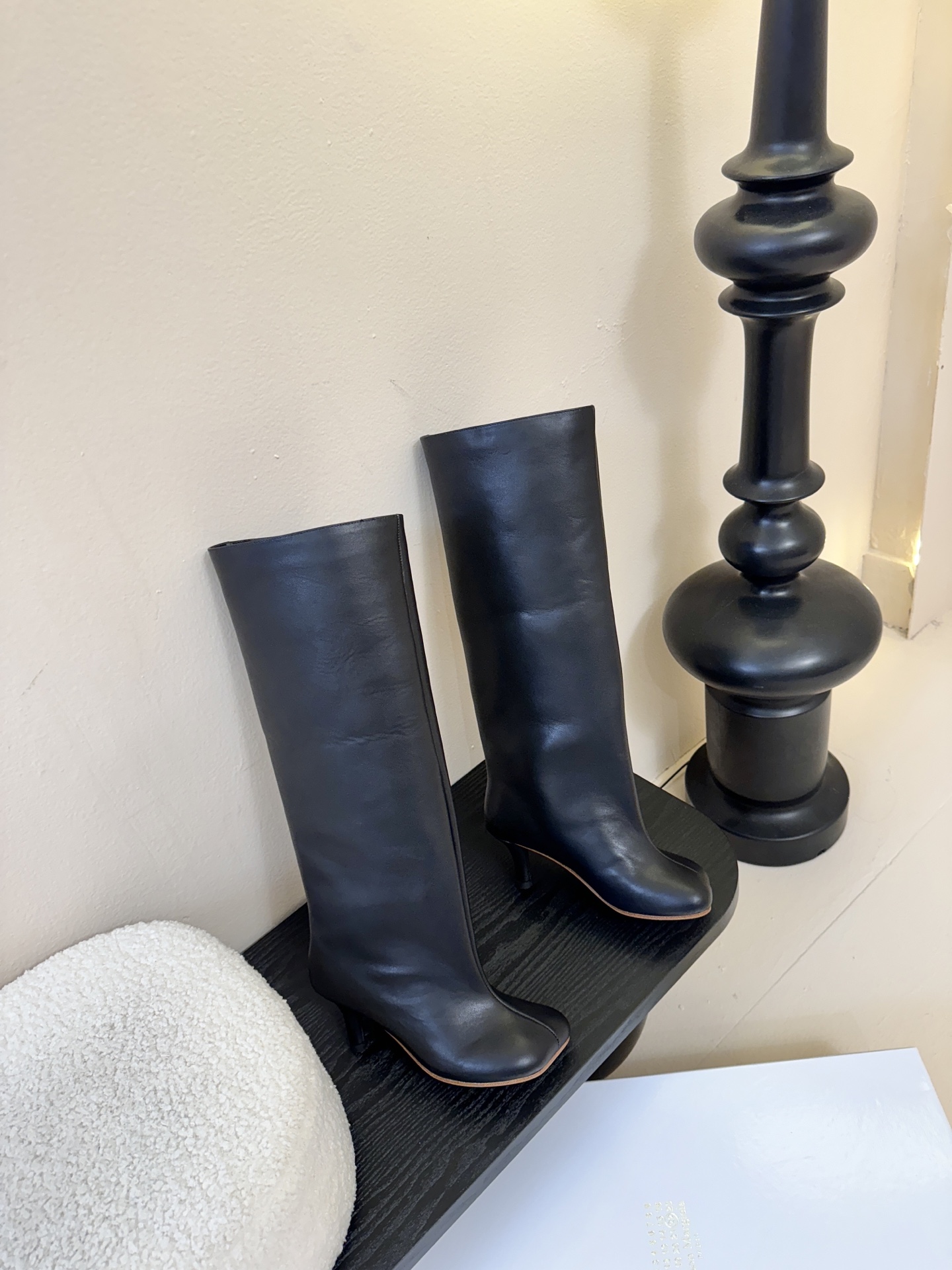 Margiela 玛吉拉真皮宽筒直筒长靴不过膝 2025秋冬新细高跟高筒靴MM6家tabi分趾鞋靴202