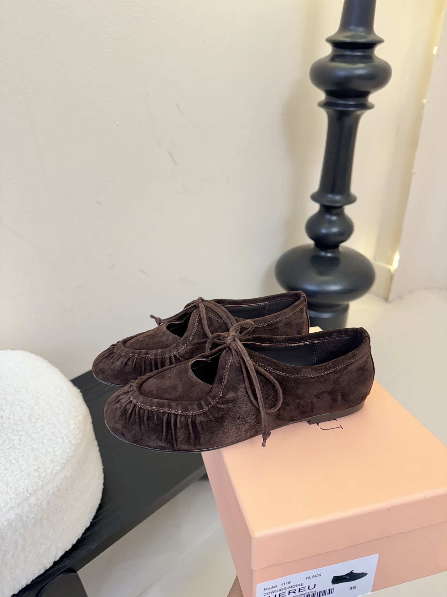 HEREU｜西班牙小众品牌新款 ，高端品质，褶皱蝴蝶结圆头玛丽珍平底单鞋跳舞鞋，鞋子超级柔软，上脚美美哒