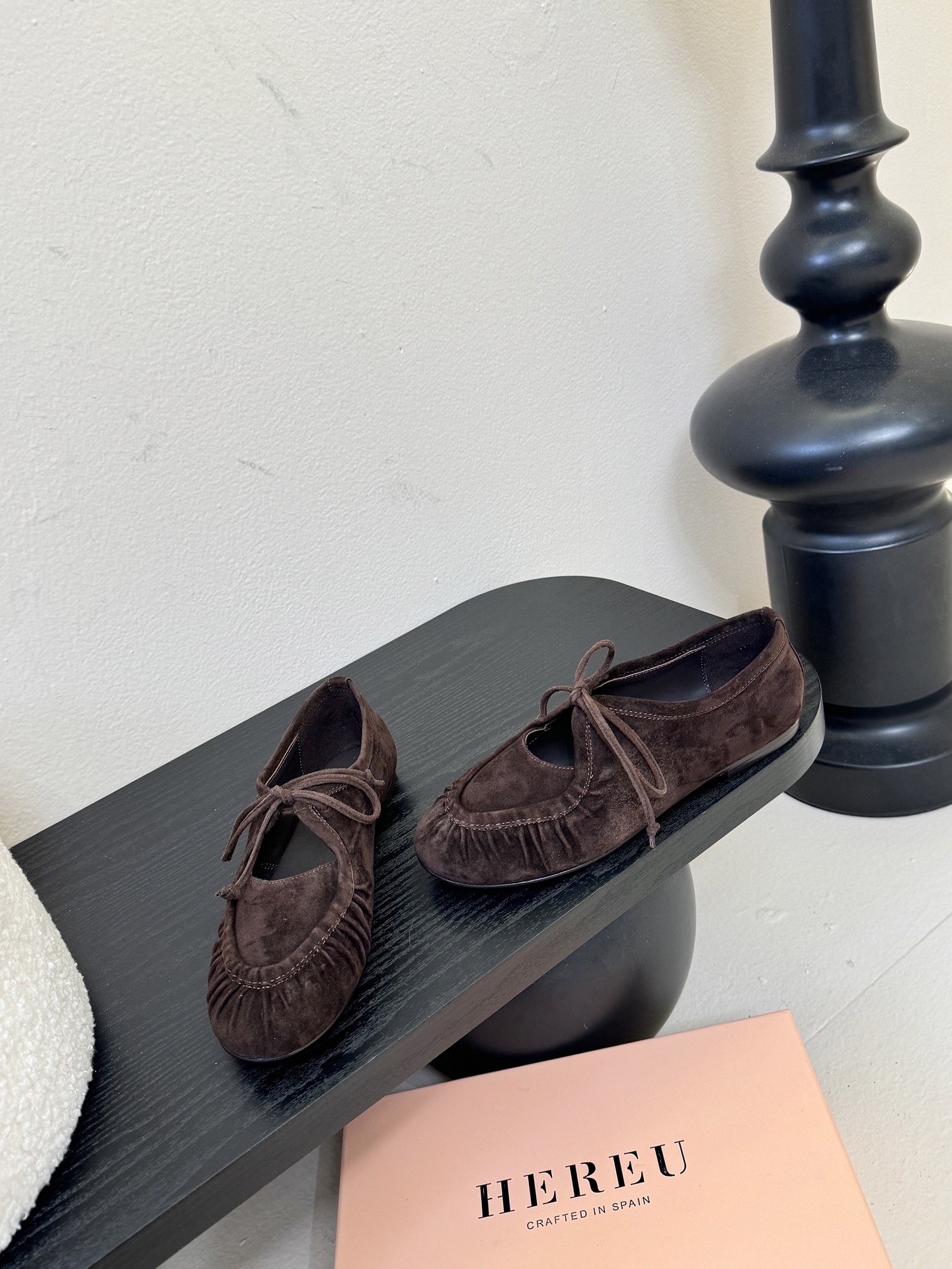 HEREU｜西班牙小众品牌新款 ，高端品质，褶皱蝴蝶结圆头玛丽珍平底单鞋跳舞鞋，鞋子超级柔软，上脚美美哒