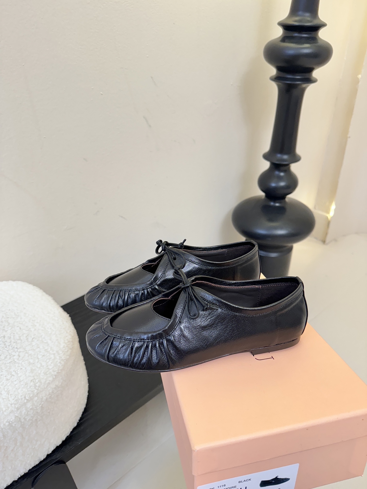 HEREU｜西班牙小众品牌新款 ，高端品质，褶皱蝴蝶结圆头玛丽珍平底单鞋跳舞鞋，鞋子超级柔软，上脚美美哒