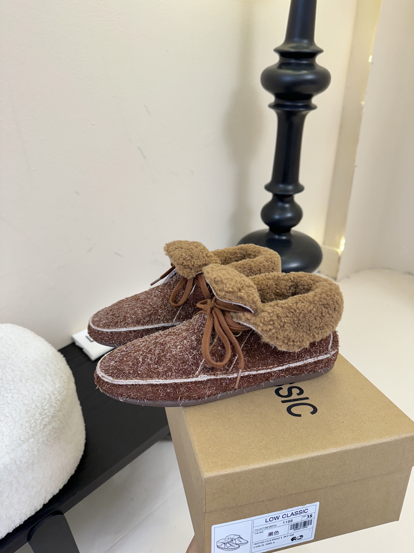 low classic 韩国小众品牌博主同款超可爱两穿雪地靴鞋面头层牛皮雪花绒内里原版一致泰迪羊卷毛原版