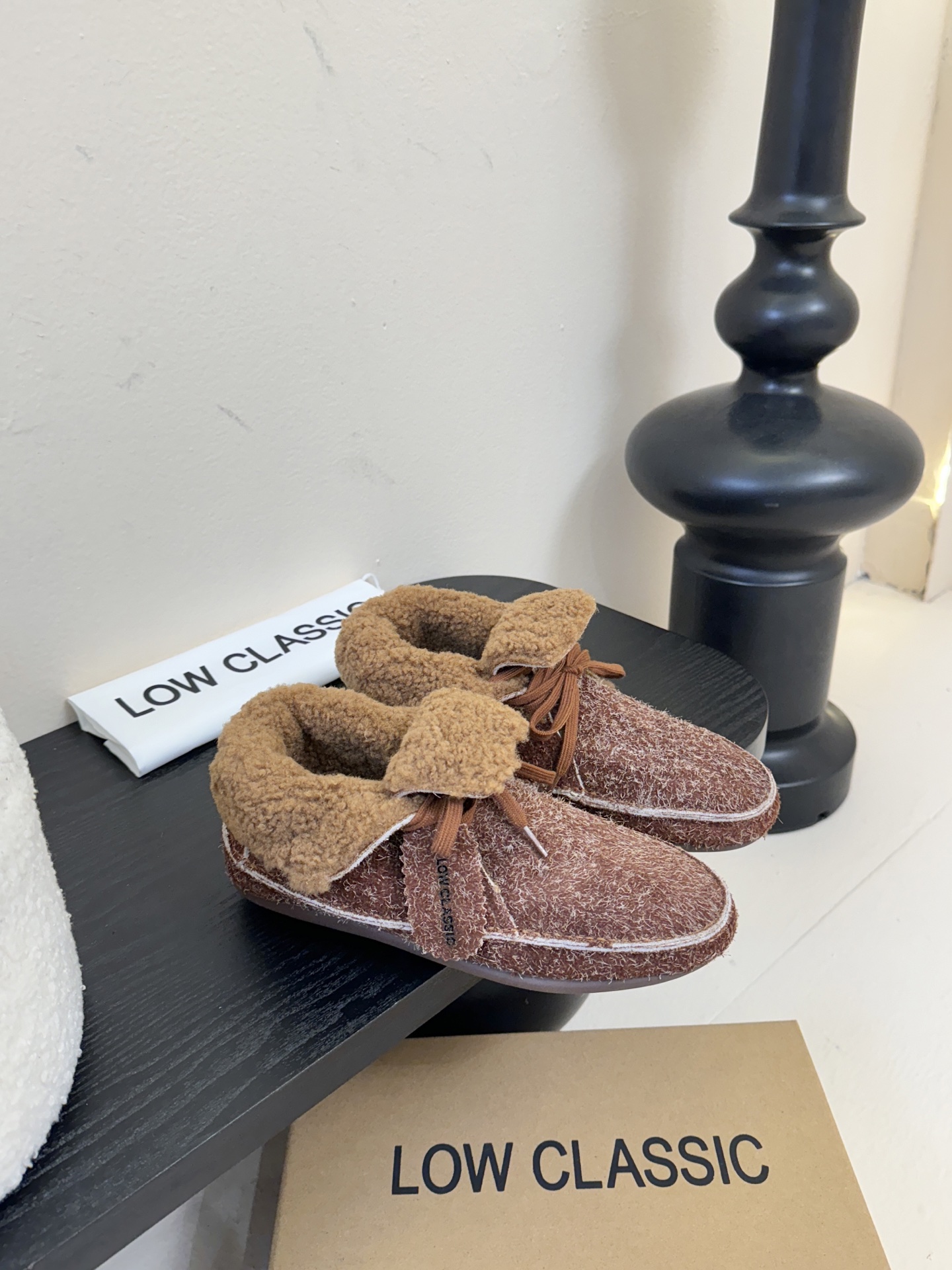 low classic 韩国小众品牌博主同款超可爱两穿雪地靴鞋面头层牛皮雪花绒内里原版一致泰迪羊卷毛原版