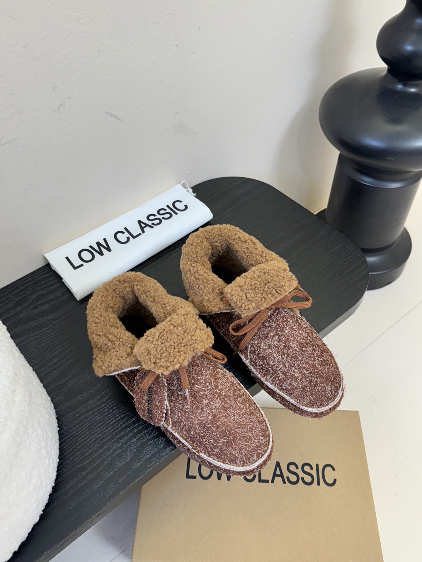 low classic 韩国小众品牌博主同款超可爱两穿雪地靴鞋面头层牛皮雪花绒内里原版一致泰迪羊卷毛原版