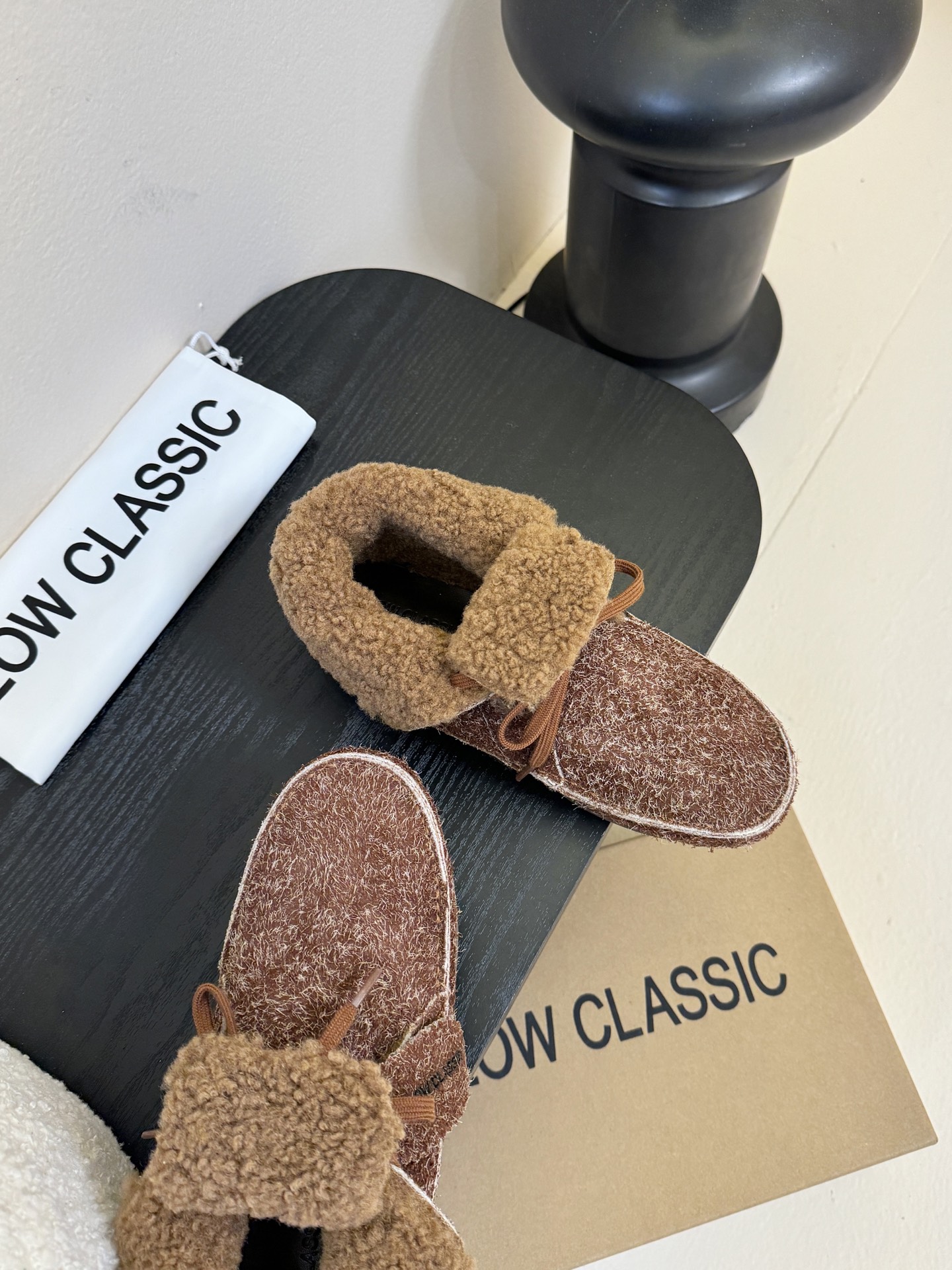 low classic 韩国小众品牌博主同款超可爱两穿雪地靴鞋面头层牛皮雪花绒内里原版一致泰迪羊卷毛原版