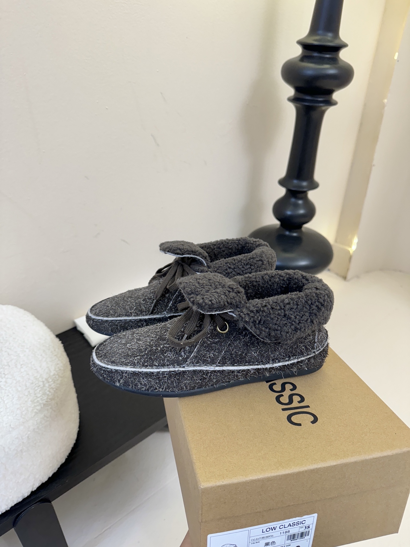 low classic 韩国小众品牌博主同款超可爱两穿雪地靴鞋面头层牛皮雪花绒内里原版一致泰迪羊卷毛原版