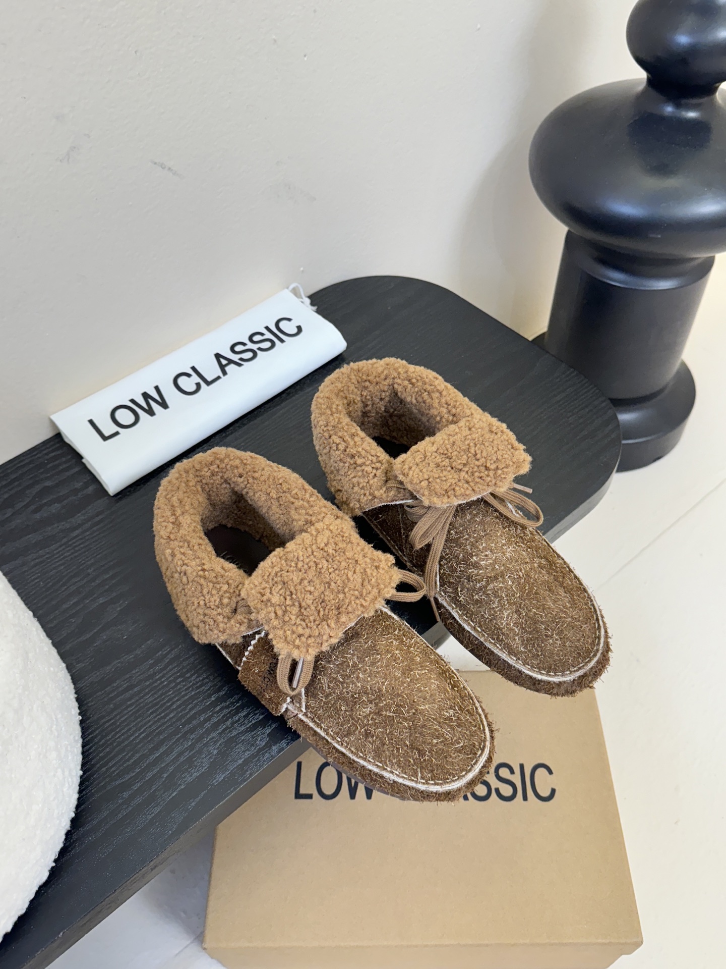 low classic 韩国小众品牌博主同款超可爱两穿雪地靴鞋面头层牛皮雪花绒内里原版一致泰迪羊卷毛原版