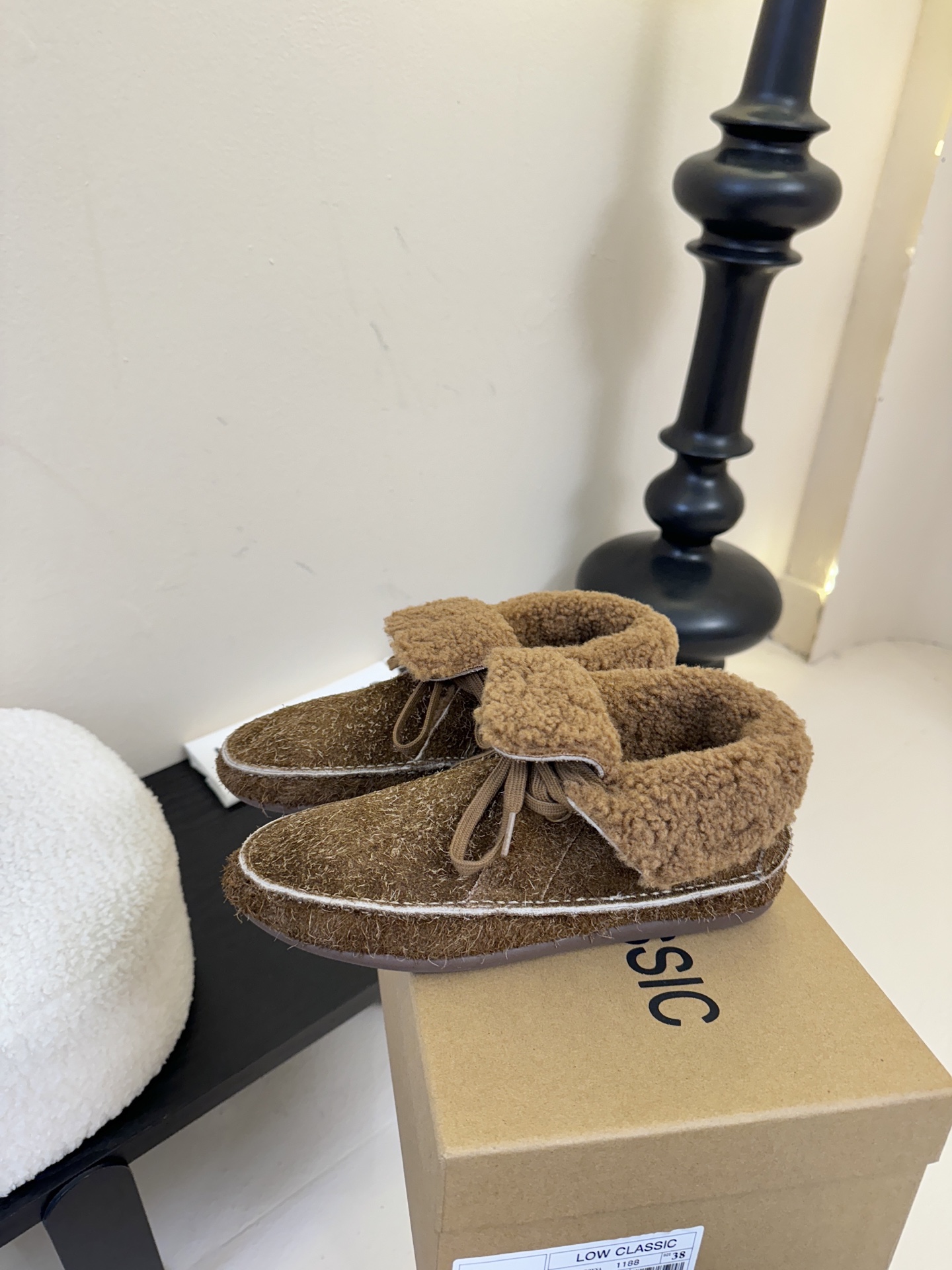 low classic 韩国小众品牌博主同款超可爱两穿雪地靴鞋面头层牛皮雪花绒内里原版一致泰迪羊卷毛原版