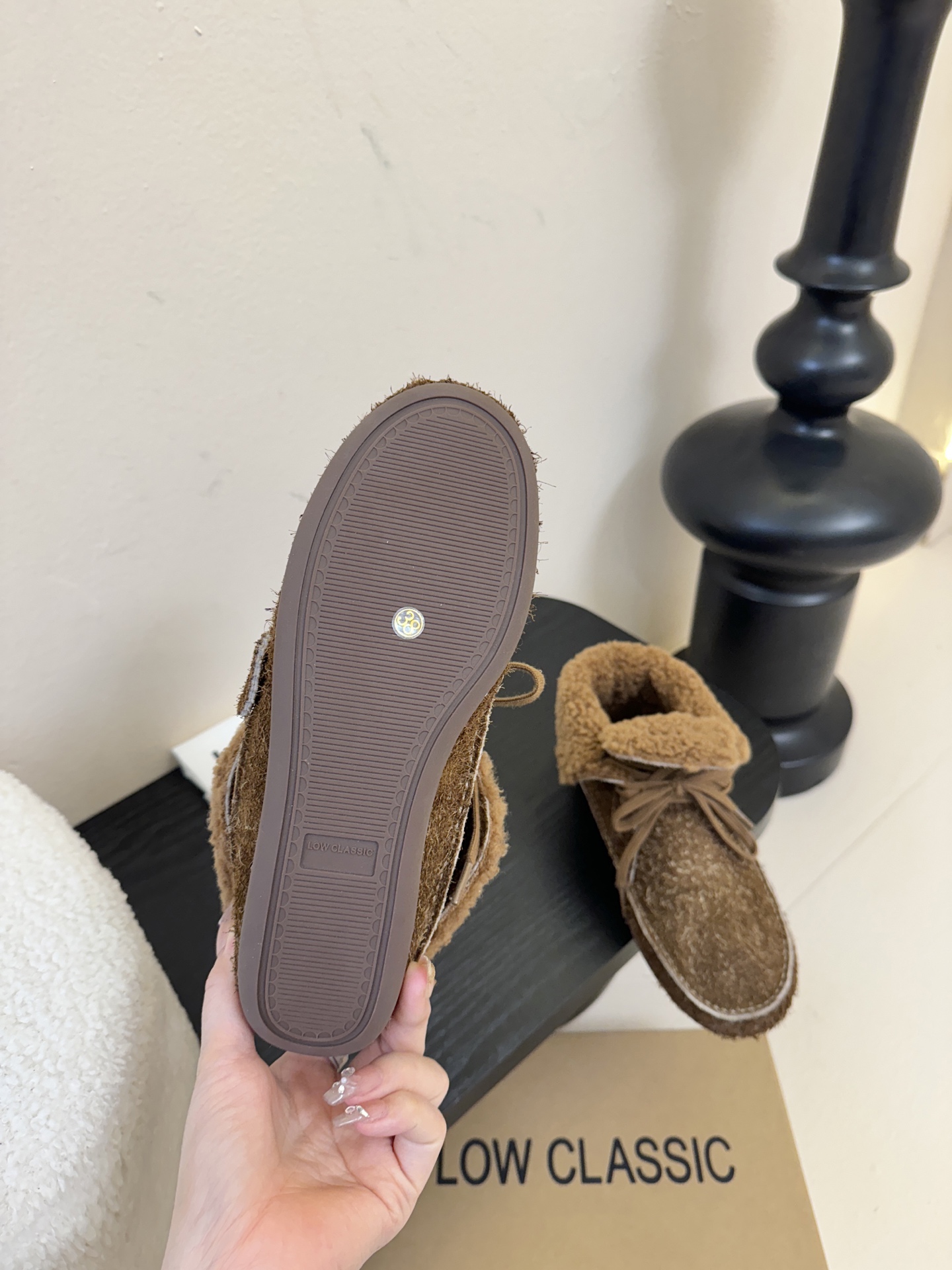 low classic 韩国小众品牌博主同款超可爱两穿雪地靴鞋面头层牛皮雪花绒内里原版一致泰迪羊卷毛原版