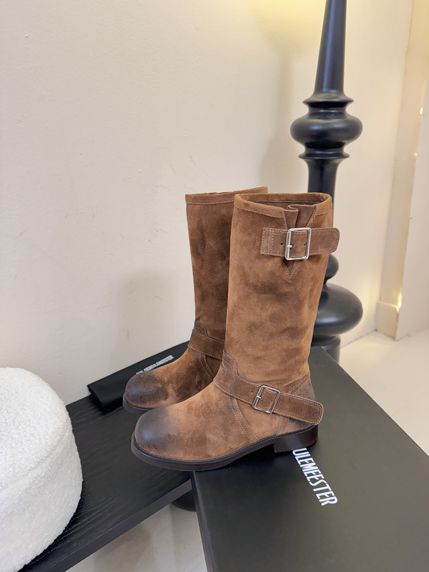 ANNAnn Demeulemeester 饰扣袢可拆设计及膝靴DEMEULEMEESTE😍秋冬系列款骑