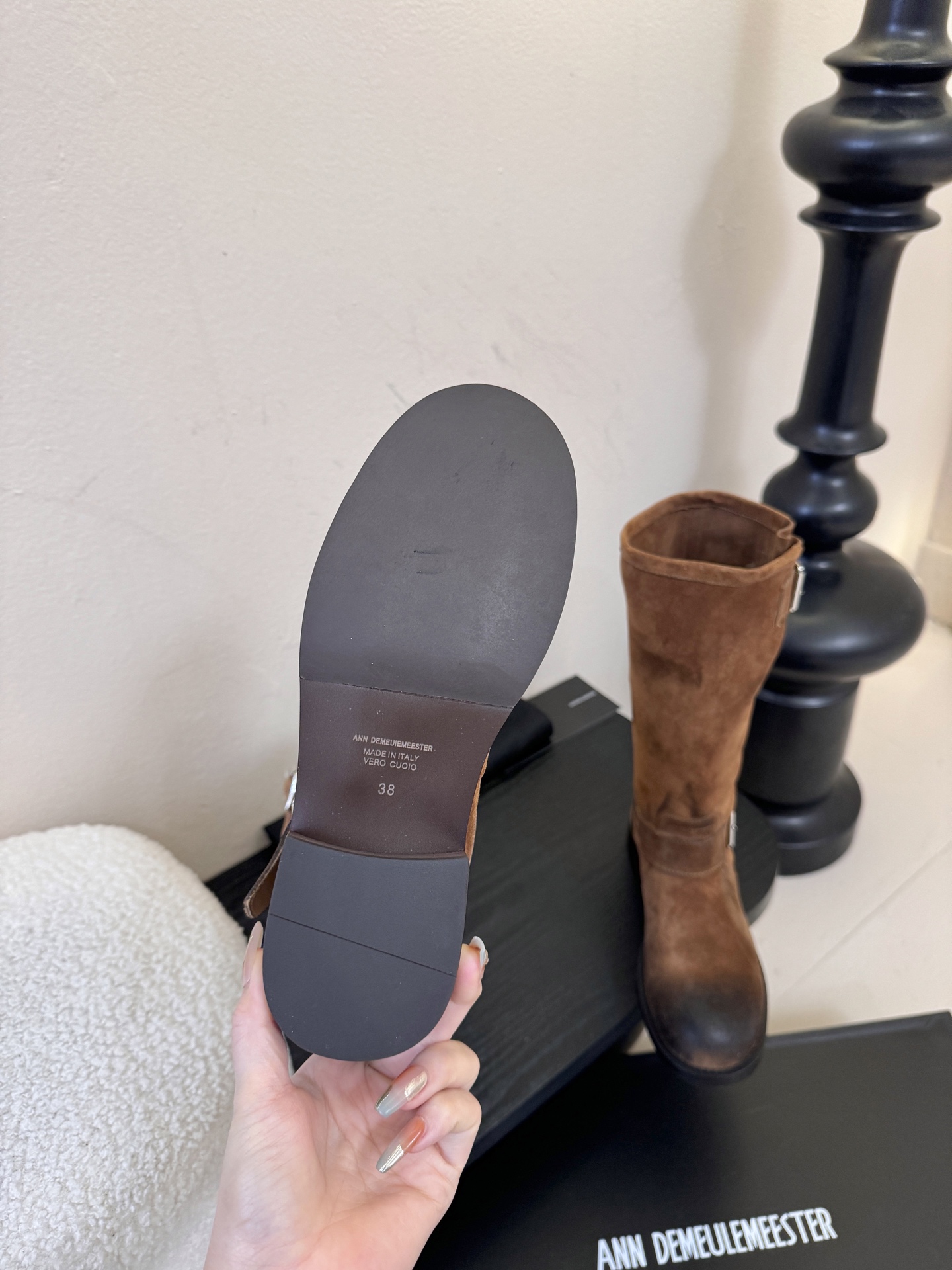 ANNAnn Demeulemeester 饰扣袢可拆设计及膝靴DEMEULEMEESTE😍秋冬系列款骑