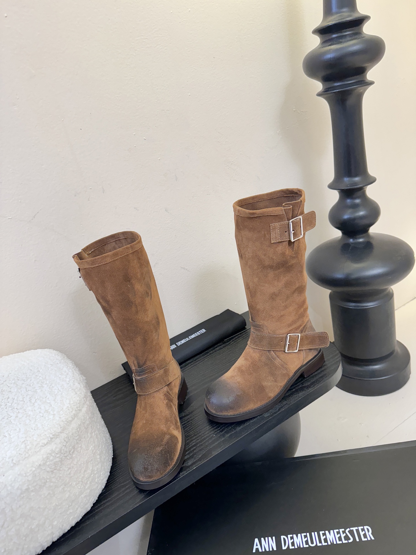 ANNAnn Demeulemeester 饰扣袢可拆设计及膝靴DEMEULEMEESTE😍秋冬系列款骑