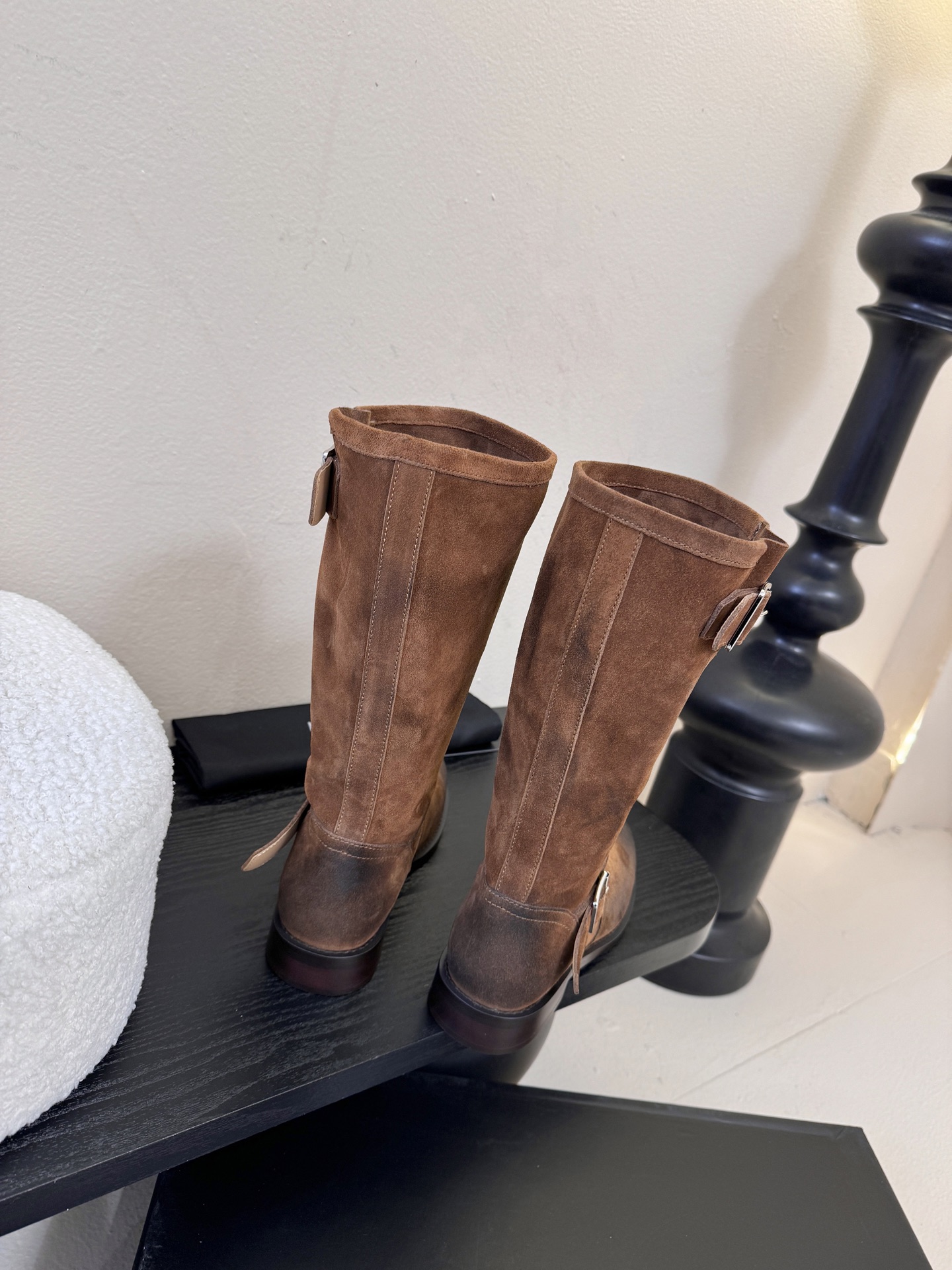 ANNAnn Demeulemeester 饰扣袢可拆设计及膝靴DEMEULEMEESTE😍秋冬系列款骑