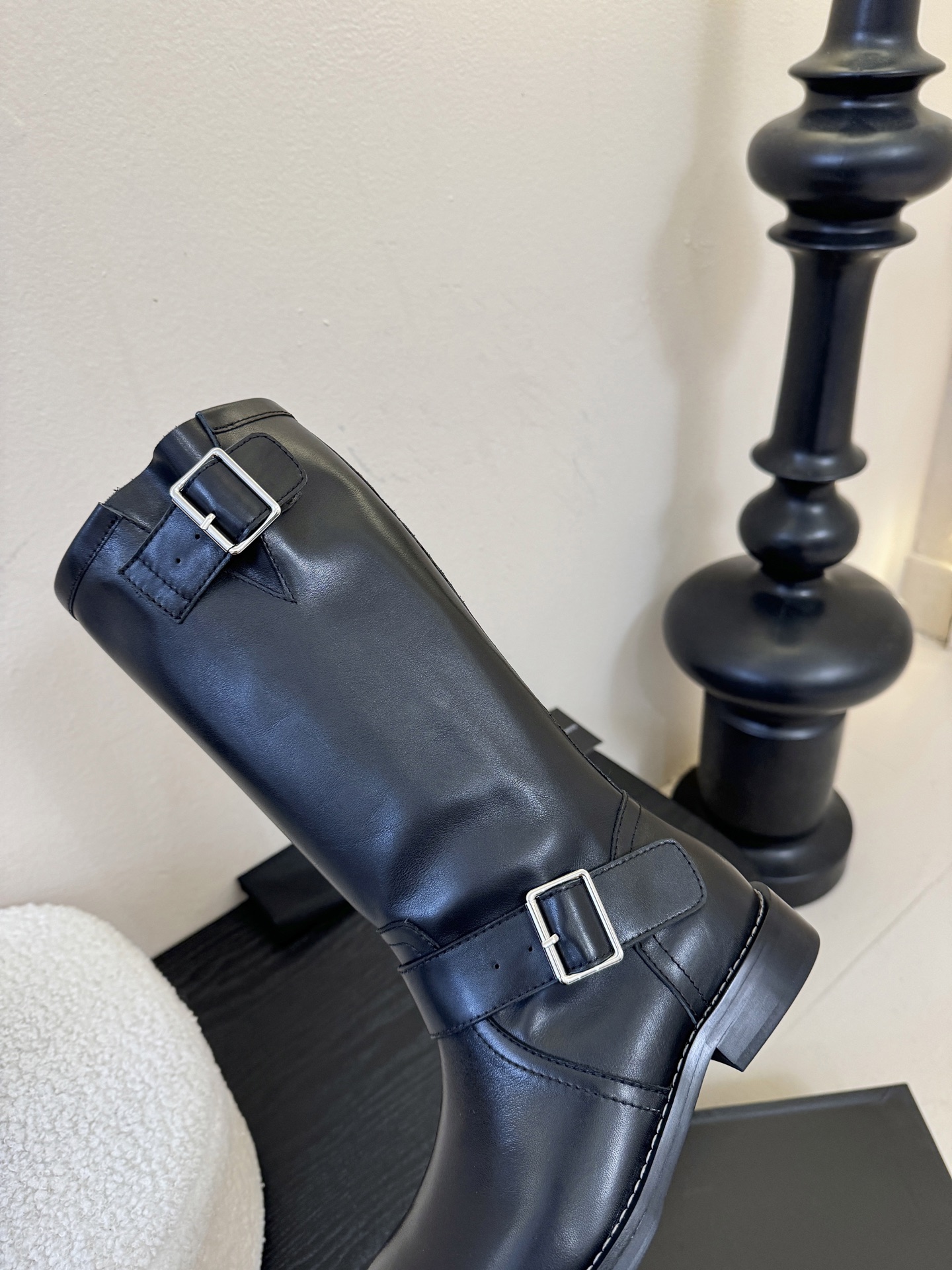 ANNAnn Demeulemeester 饰扣袢可拆设计及膝靴DEMEULEMEESTE😍秋冬系列款骑