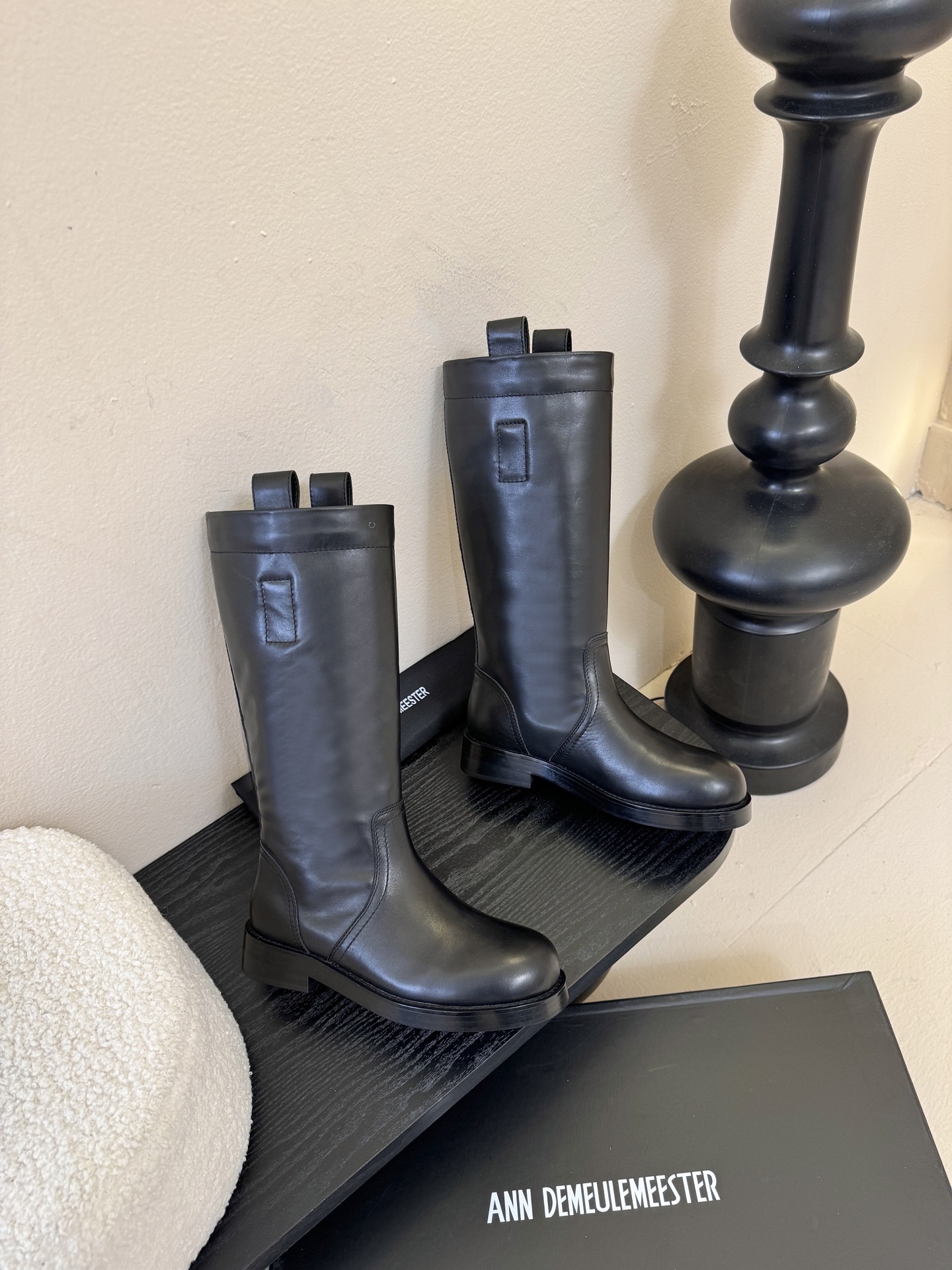 Ann Demeulemeester 饰扣袢可拆设计及膝靴DEMEULEMEESTE😍秋冬系列款骑士靴长