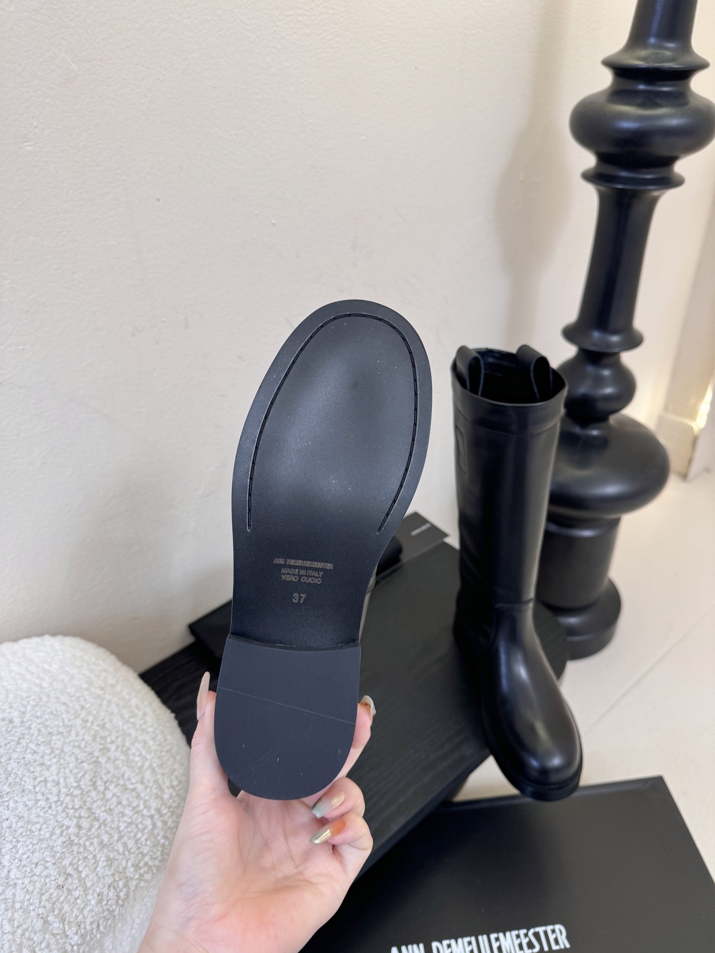 Ann Demeulemeester 饰扣袢可拆设计及膝靴DEMEULEMEESTE😍秋冬系列款骑士靴长