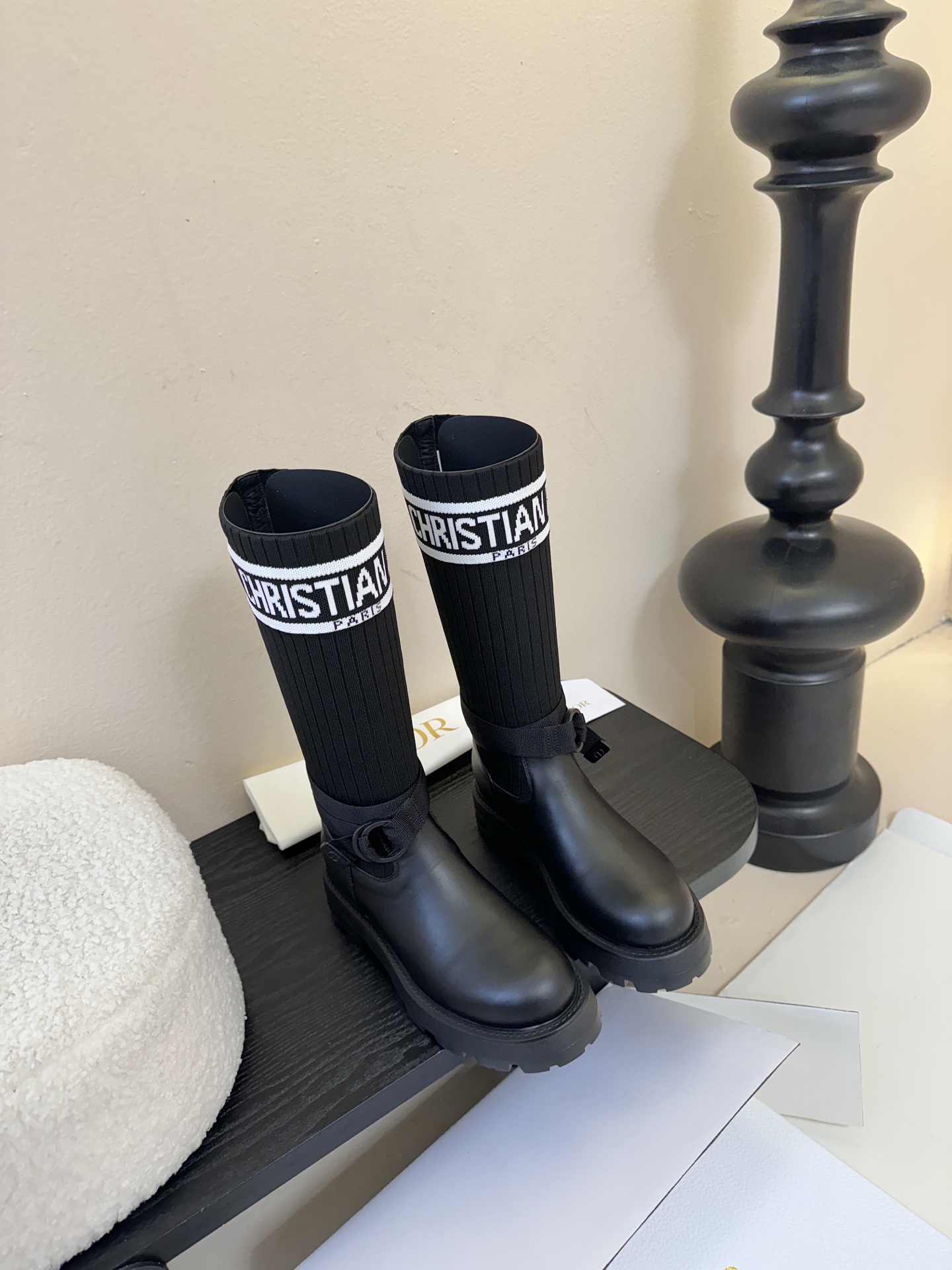 -顶级品质（配高档飞机盒✈️）2025秋冬新款Dior迪奥D-Major 中筒靴 爆火🔥CD字母电绣针织