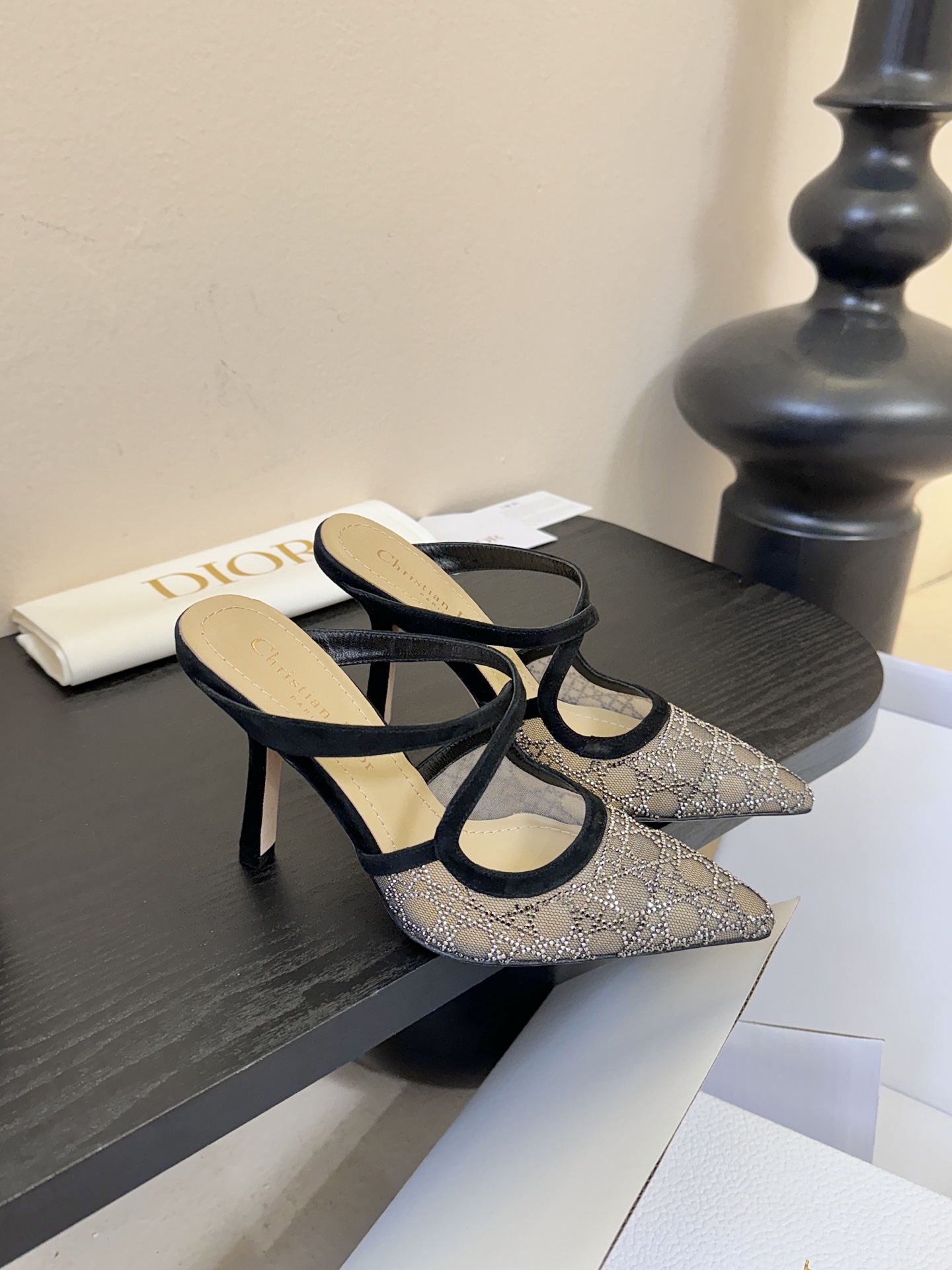 Dio* CD迪奥25ss春夏璀璨星河系列新品高跟鞋网纱鞋面 搭配经典藤格纹水钻 blingbling地
