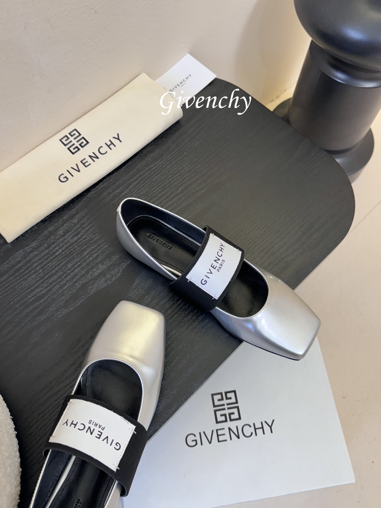 Givenchy纪梵希章若楠同款Sliced Square方头芭蕾舞平底鞋超多明星时尚博主种草 裁切方头