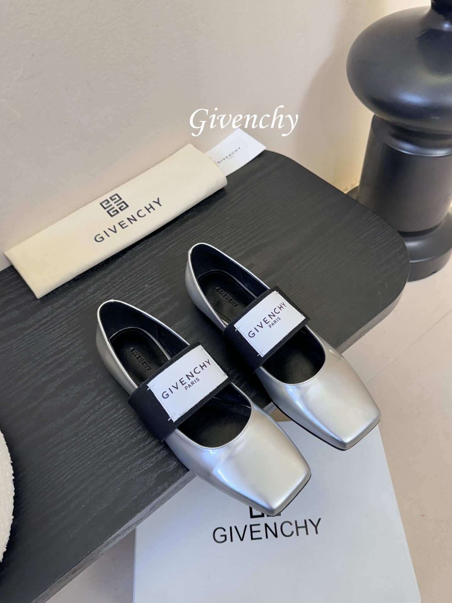 Givenchy纪梵希章若楠同款Sliced Square方头芭蕾舞平底鞋超多明星时尚博主种草 裁切方头