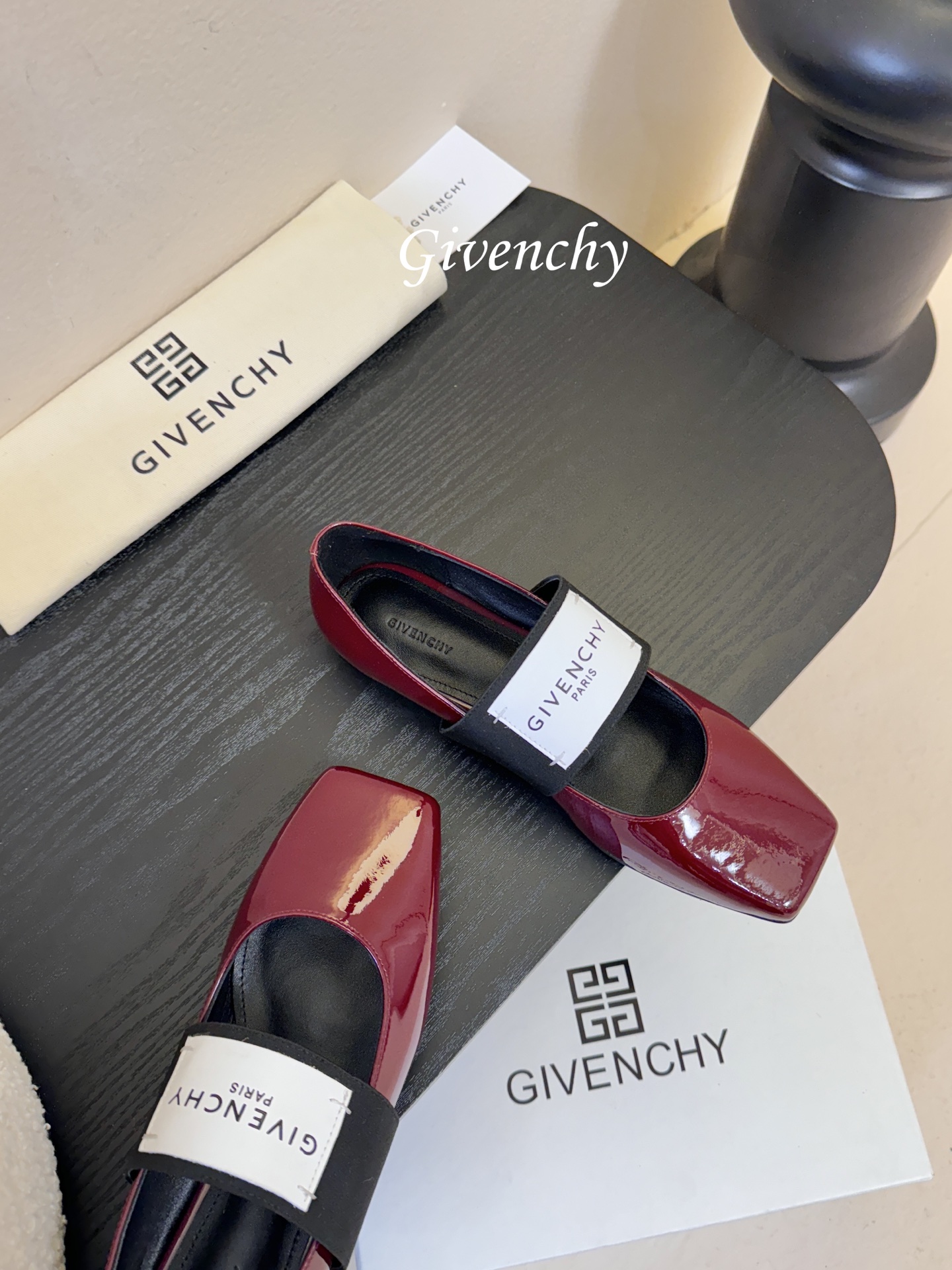 Givenchy纪梵希章若楠同款Sliced Square方头芭蕾舞平底鞋超多明星时尚博主种草 裁切方头