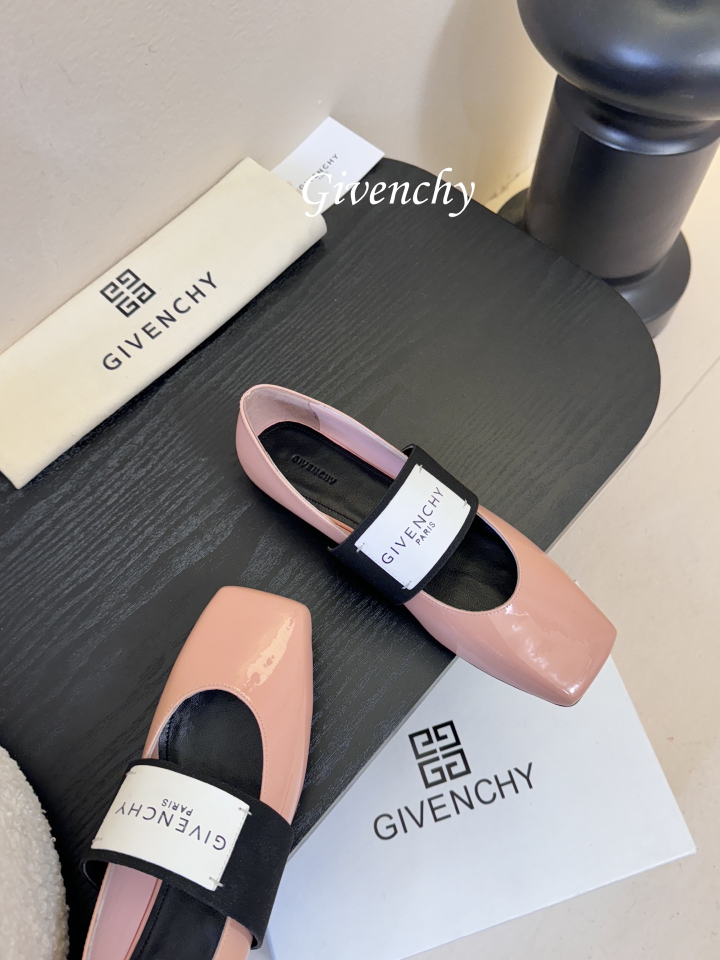 Givenchy纪梵希章若楠同款Sliced Square方头芭蕾舞平底鞋超多明星时尚博主种草 裁切方头