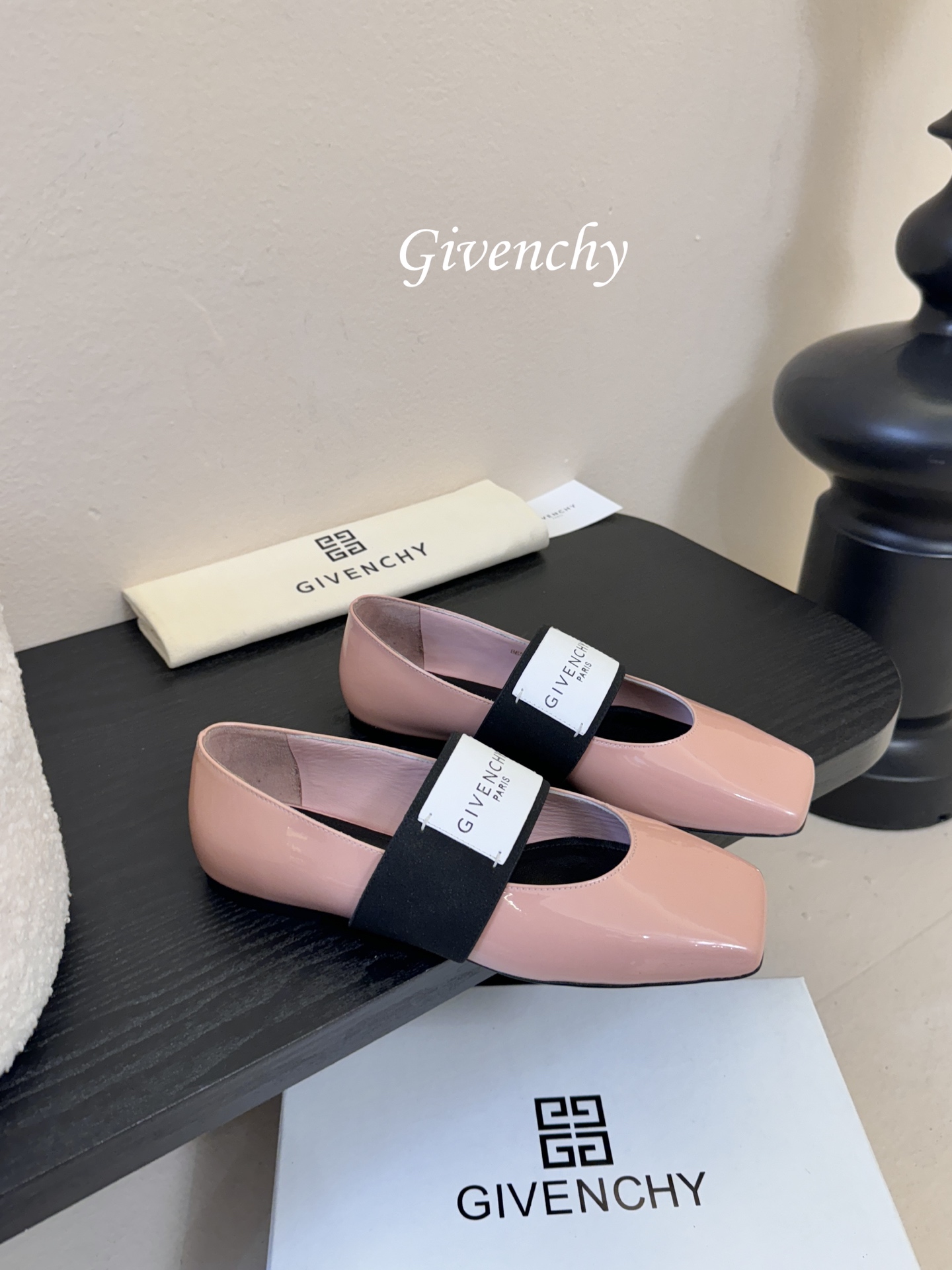 Givenchy纪梵希章若楠同款Sliced Square方头芭蕾舞平底鞋超多明星时尚博主种草 裁切方头