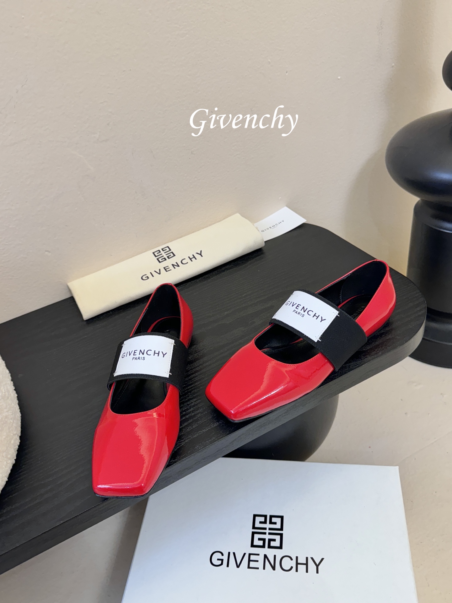 Givenchy纪梵希章若楠同款Sliced Square方头芭蕾舞平底鞋超多明星时尚博主种草 裁切方头