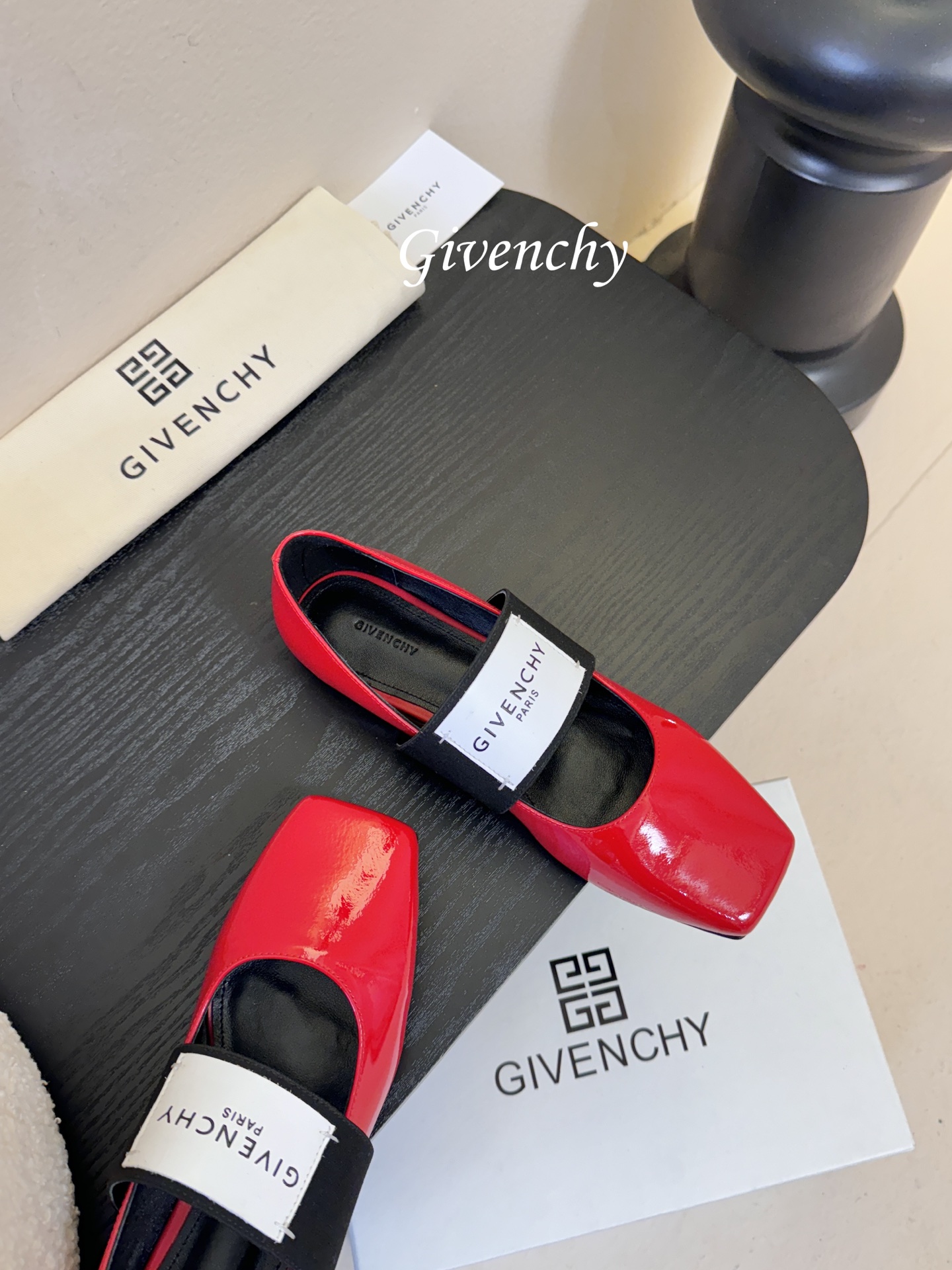 Givenchy纪梵希章若楠同款Sliced Square方头芭蕾舞平底鞋超多明星时尚博主种草 裁切方头