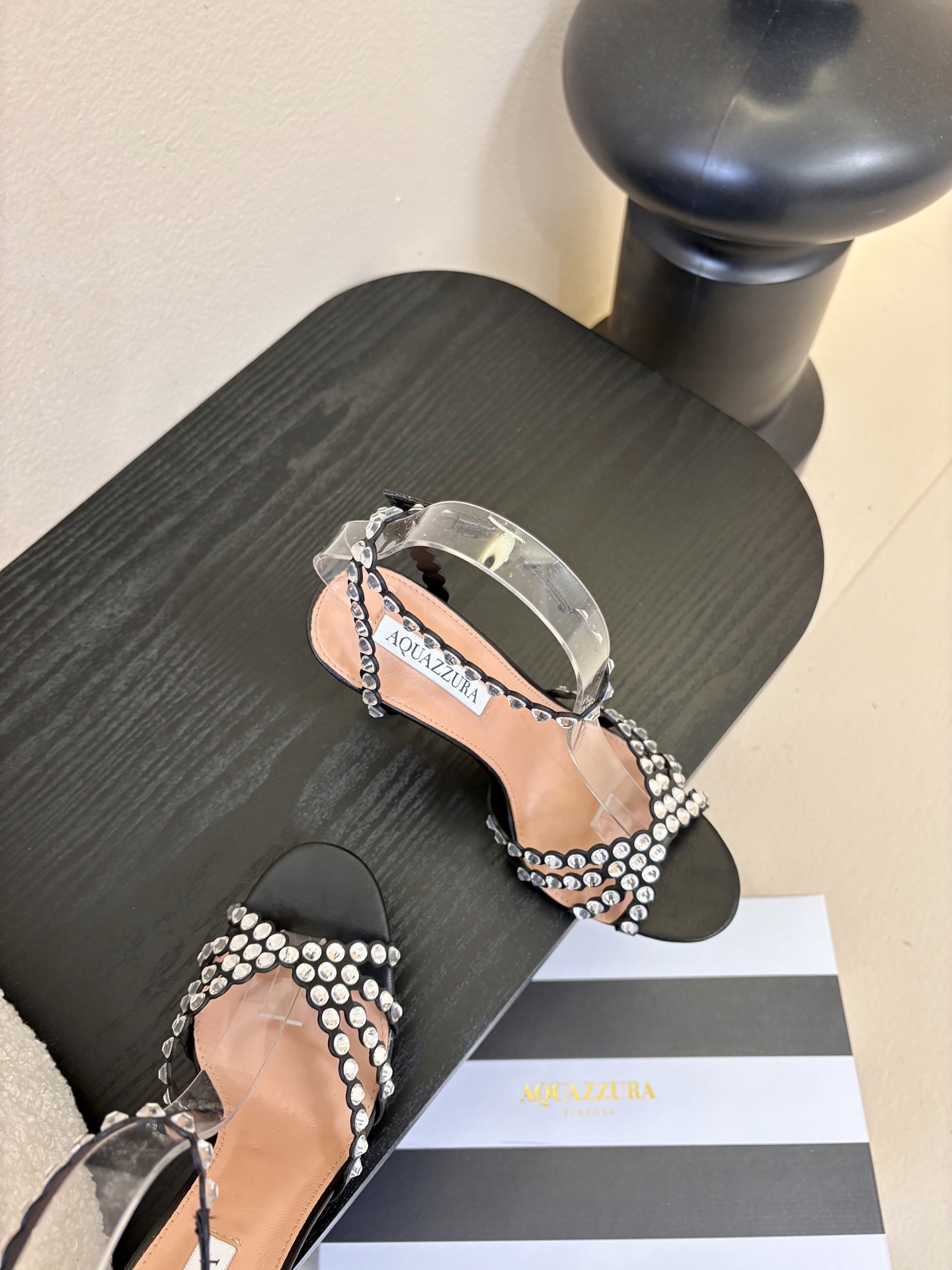 AQUAZZURA大菠萝水钻装饰高跟鞋凉鞋2026春夏最新款交叉水钻凉鞋 上脚超级有气质·既简洁又时髦 