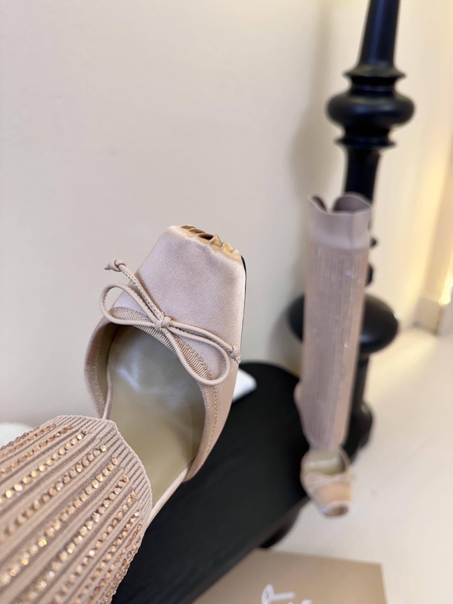 Christian Loubotti CL红底鞋F030 2026ss新款蝴蝶结仙女风高跟鞋毛线筒袜子靴