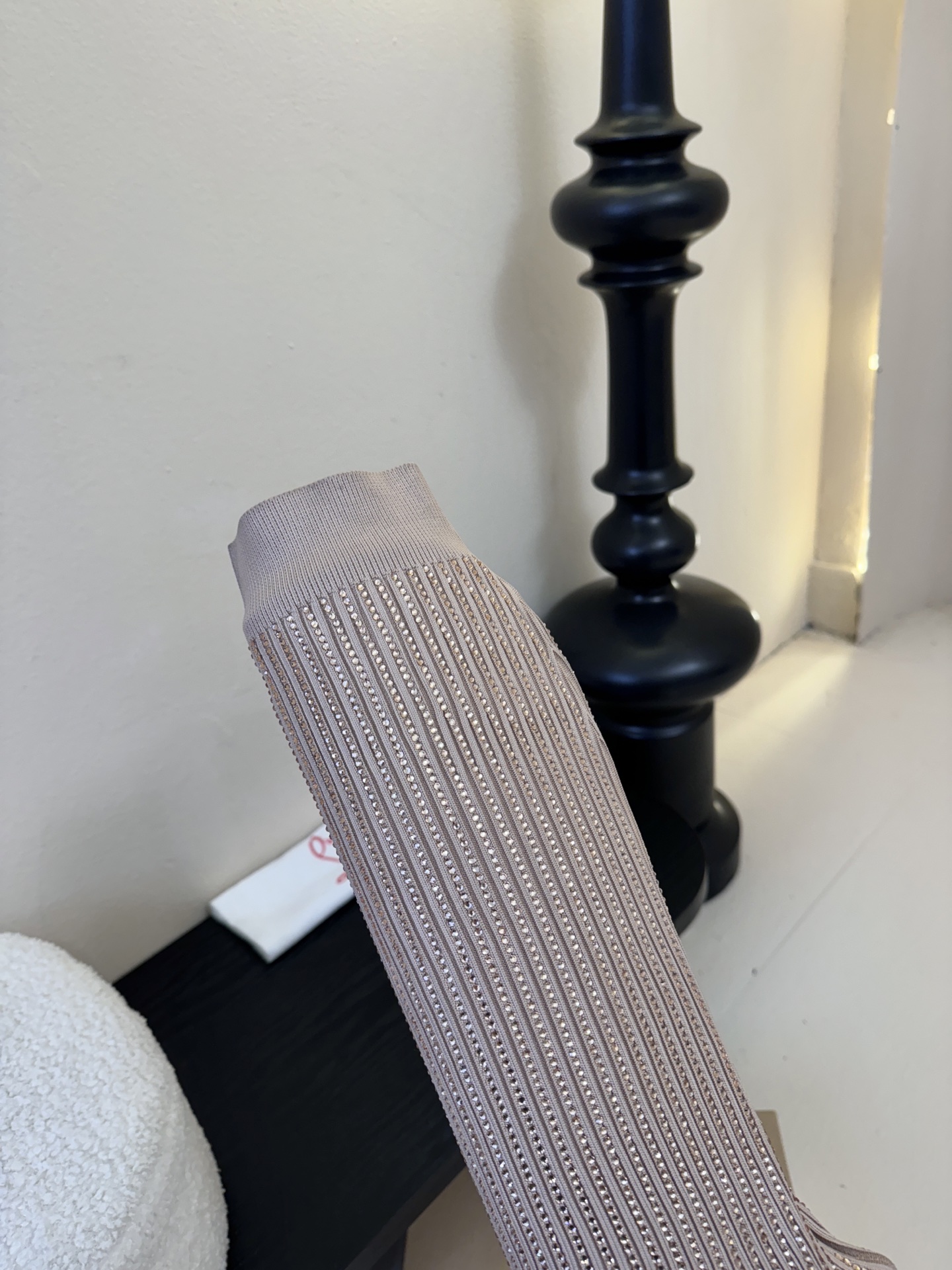 Christian Loubotti CL红底鞋F030 2026ss新款蝴蝶结仙女风高跟鞋毛线筒袜子靴