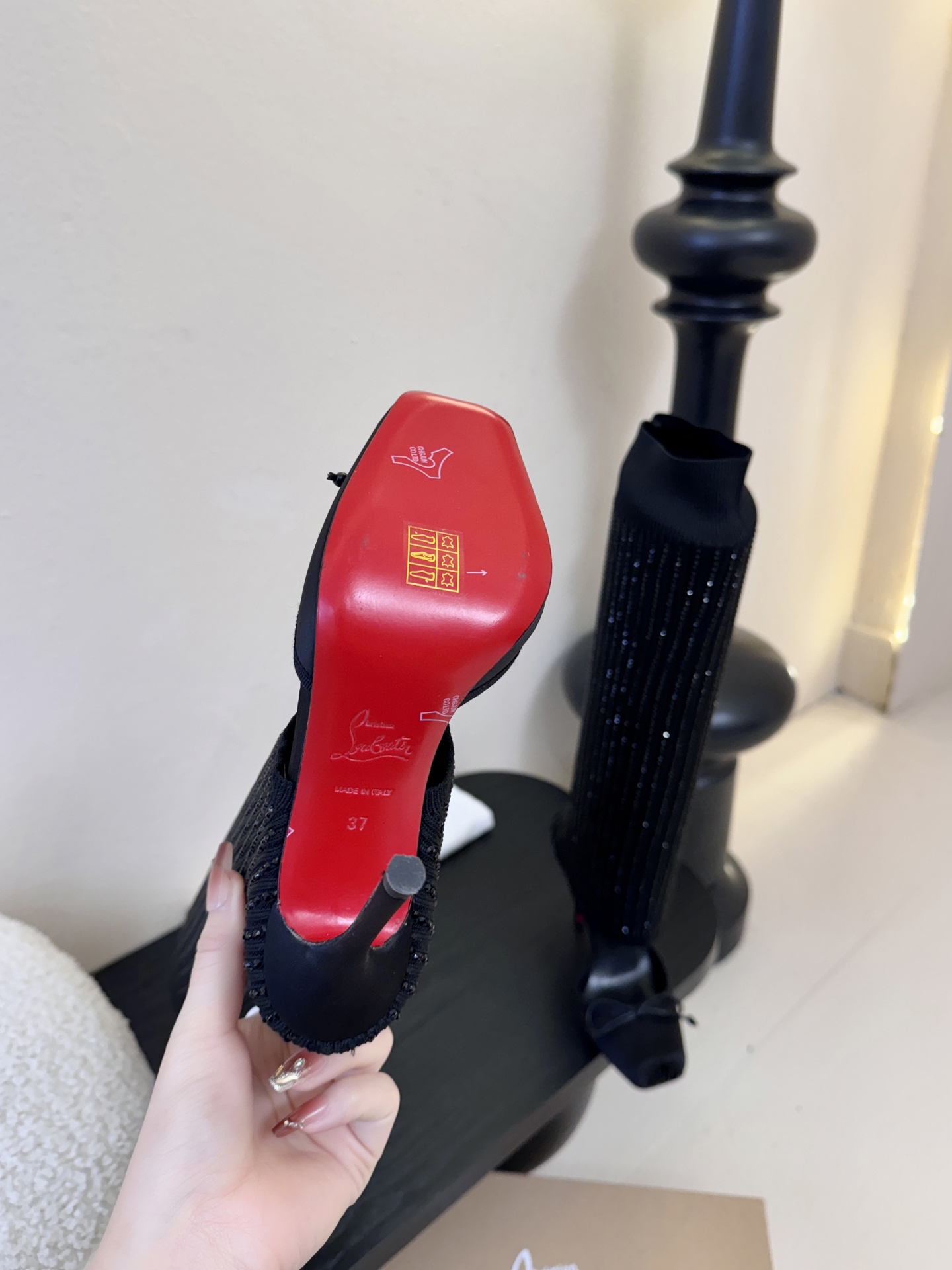 Christian Loubotti CL红底鞋F030 2026ss新款蝴蝶结仙女风高跟鞋毛线筒袜子靴