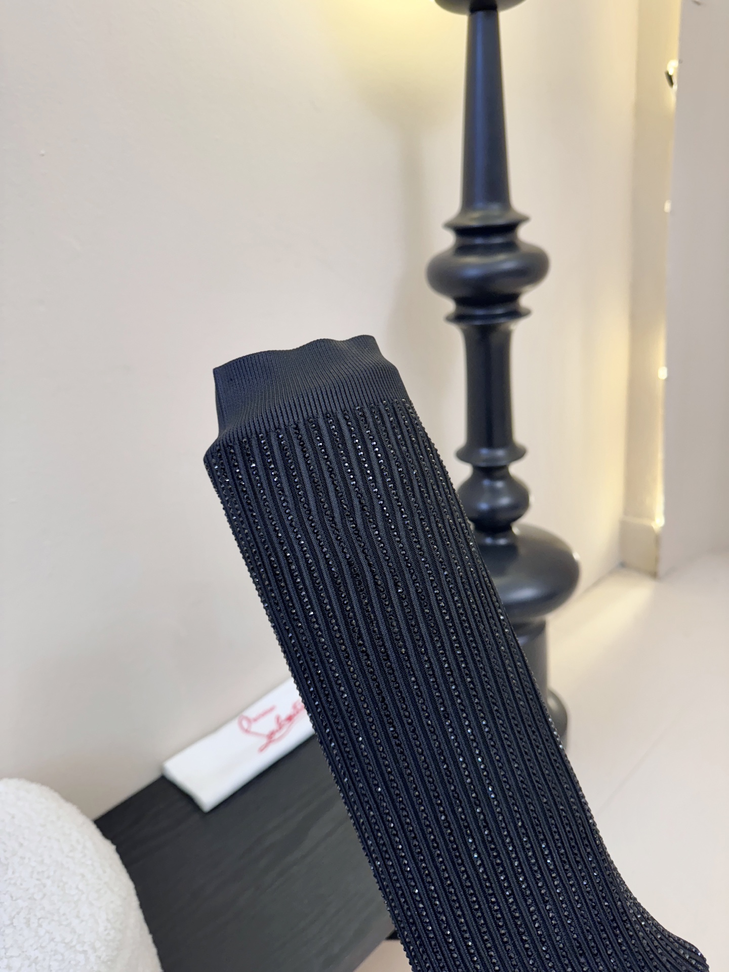 Christian Loubotti CL红底鞋F030 2026ss新款蝴蝶结仙女风高跟鞋毛线筒袜子靴