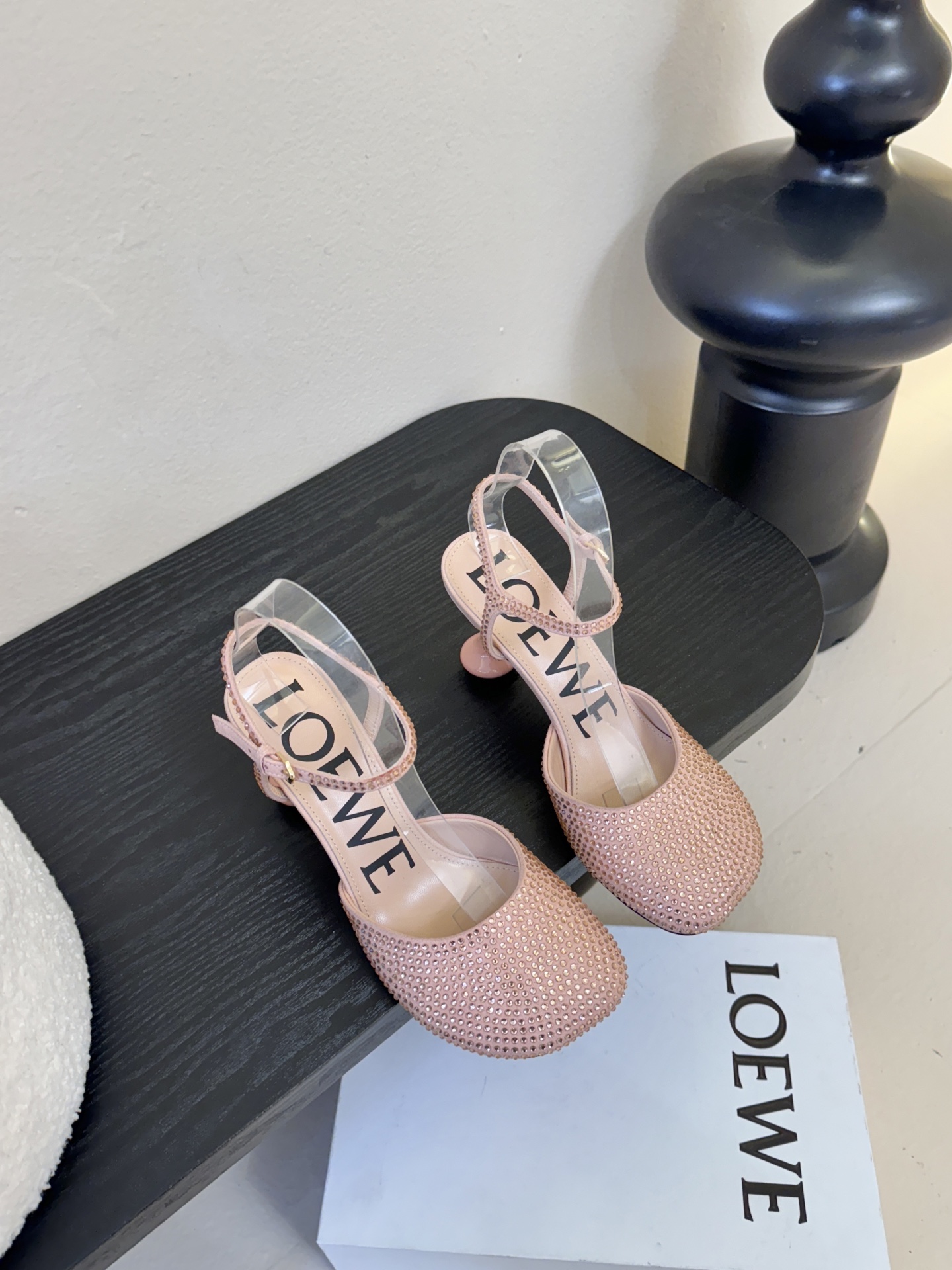 LOEWE罗意威 满钻玛丽珍凉鞋王炸组合！💎 冰蓝、黑粉、裸粉三色全配齐平底1cm+高跟8.5cm 不用