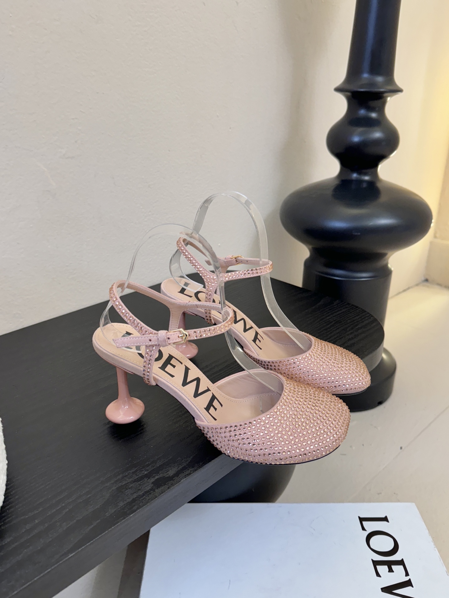 LOEWE罗意威 满钻玛丽珍凉鞋王炸组合！💎 冰蓝、黑粉、裸粉三色全配齐平底1cm+高跟8.5cm 不用