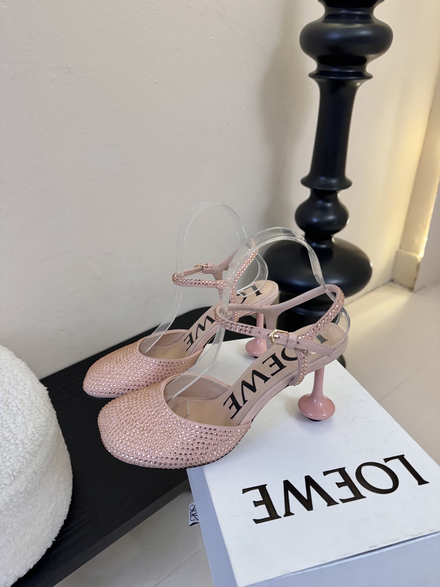 LOEWE罗意威 满钻玛丽珍凉鞋王炸组合！💎 冰蓝、黑粉、裸粉三色全配齐平底1cm+高跟8.5cm 不用