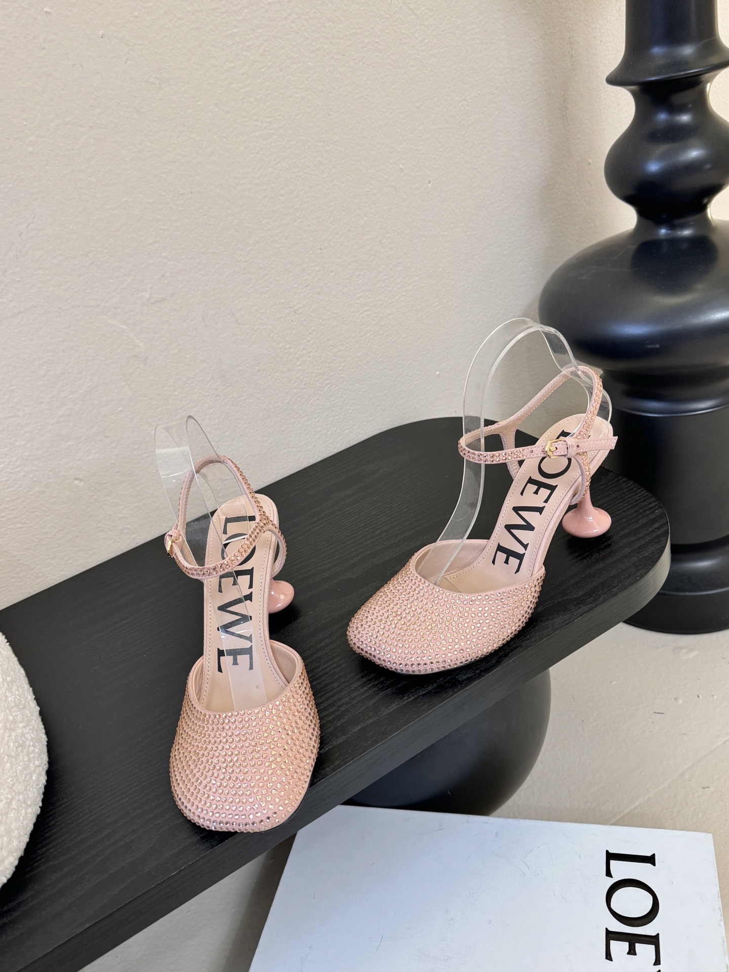 LOEWE罗意威 满钻玛丽珍凉鞋王炸组合！💎 冰蓝、黑粉、裸粉三色全配齐平底1cm+高跟8.5cm 不用