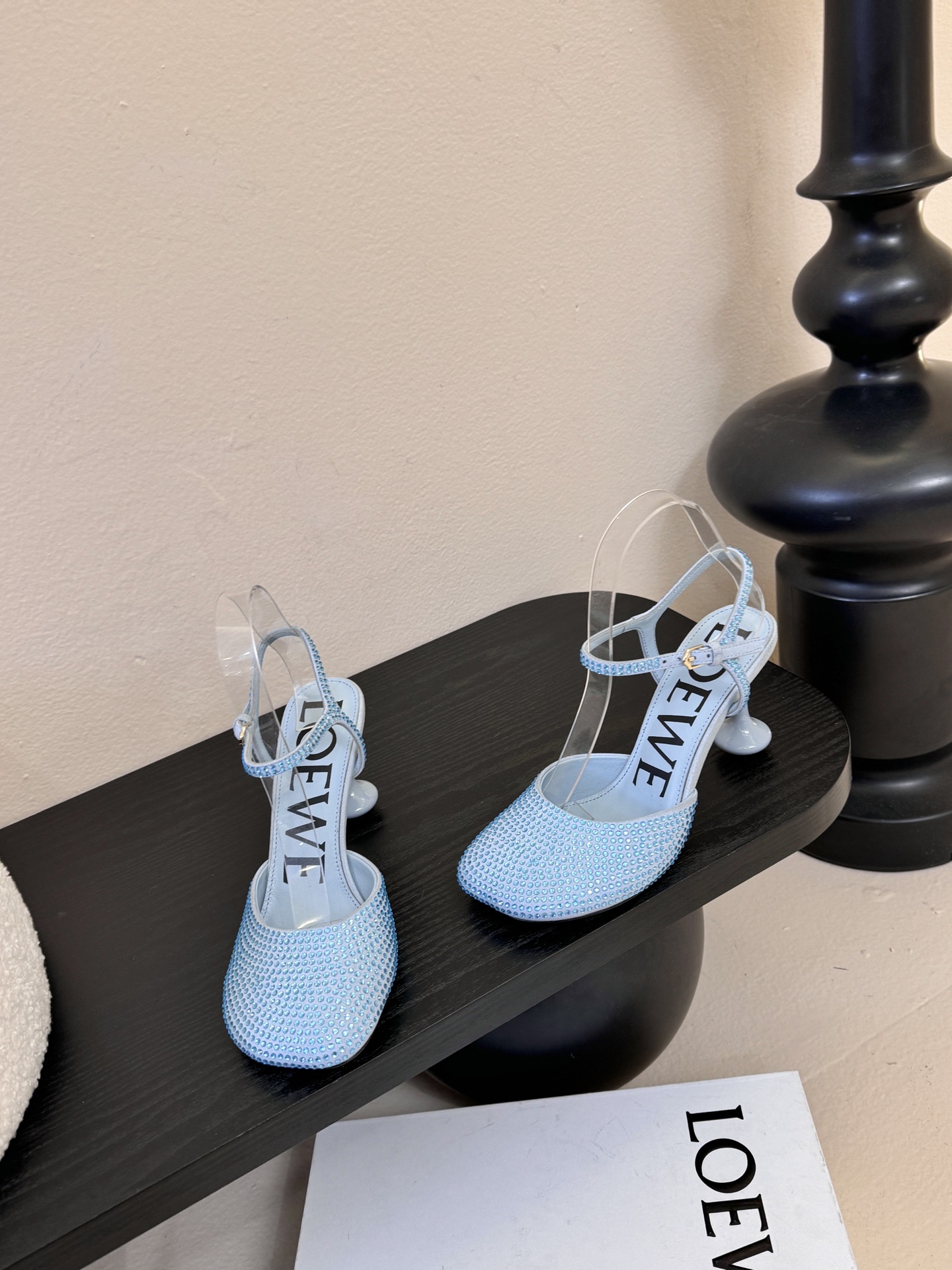 LOEWE罗意威 满钻玛丽珍凉鞋王炸组合！💎 冰蓝、黑粉、裸粉三色全配齐平底1cm+高跟8.5cm 不用
