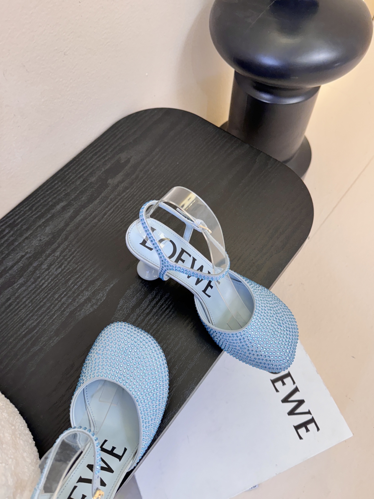 LOEWE罗意威 满钻玛丽珍凉鞋王炸组合！💎 冰蓝、黑粉、裸粉三色全配齐平底1cm+高跟8.5cm 不用
